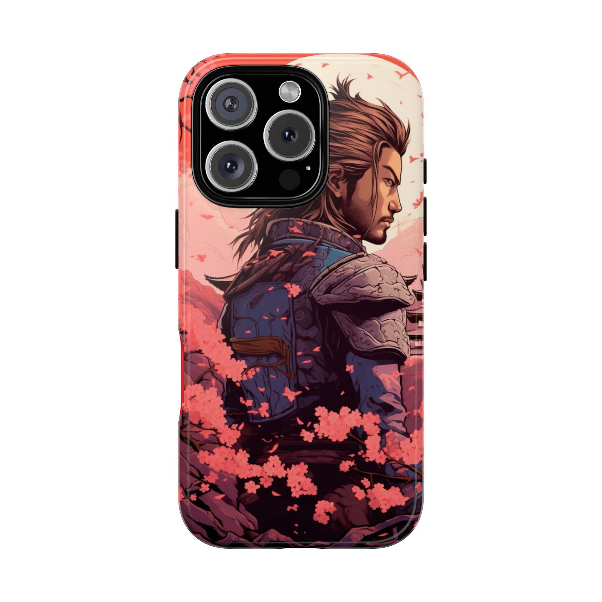 Samurai Phone Case, Tough Cases for Men, Cherry Blossom Art, Gift for Anime Fans, Unique Phone Accessory, Stylish Protection