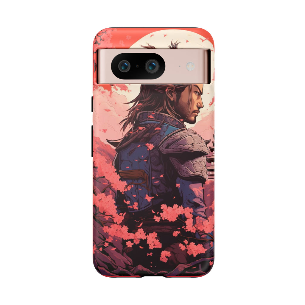 Samurai Phone Case, Tough Cases for Men, Cherry Blossom Art, Gift for Anime Fans, Unique Phone Accessory, Stylish Protection