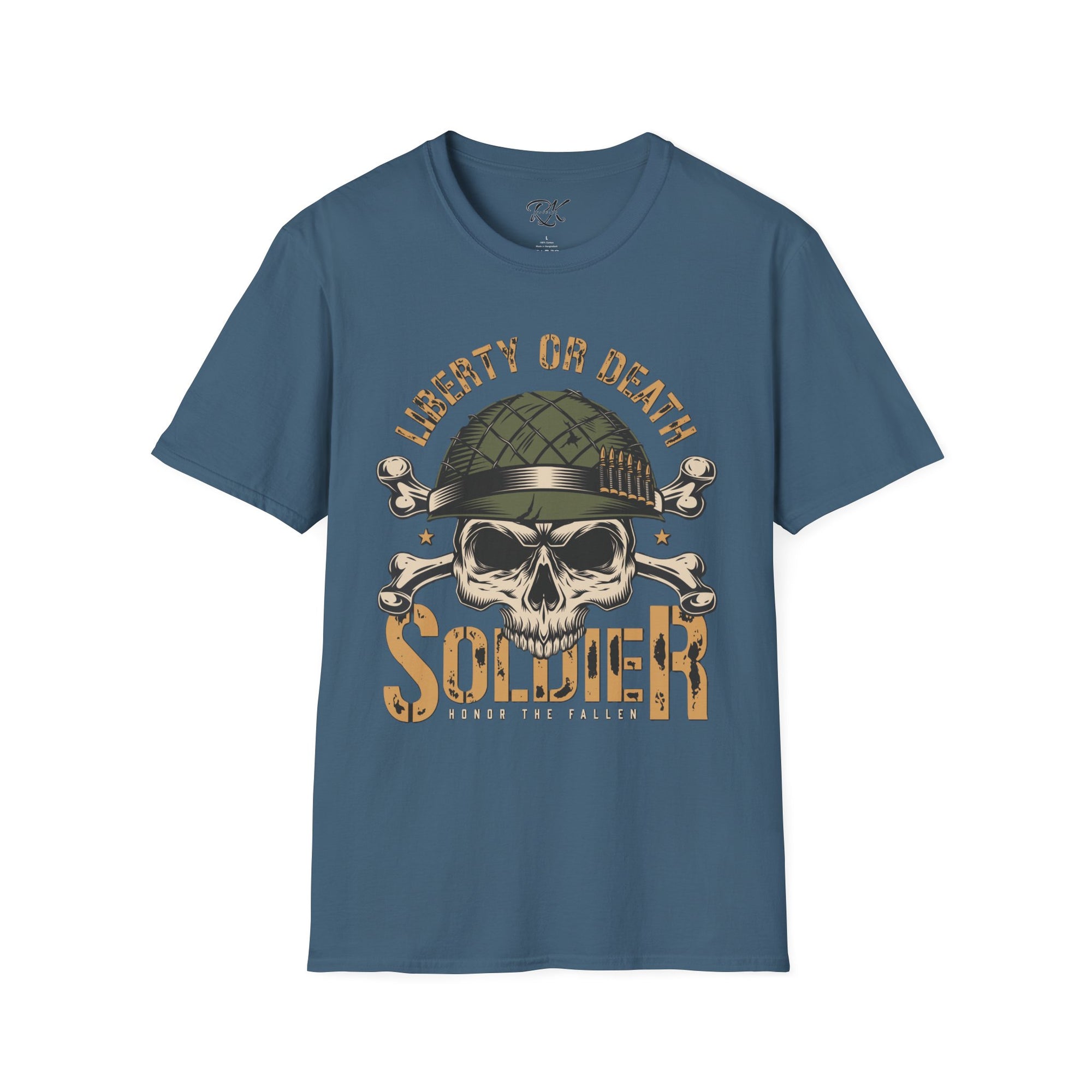 Liberty or Death Skull Soldier T-Shirt, Military Apparel, Unisex Graphic Tee, Veteran Gift, Casual Wear, Outdoor Adventure