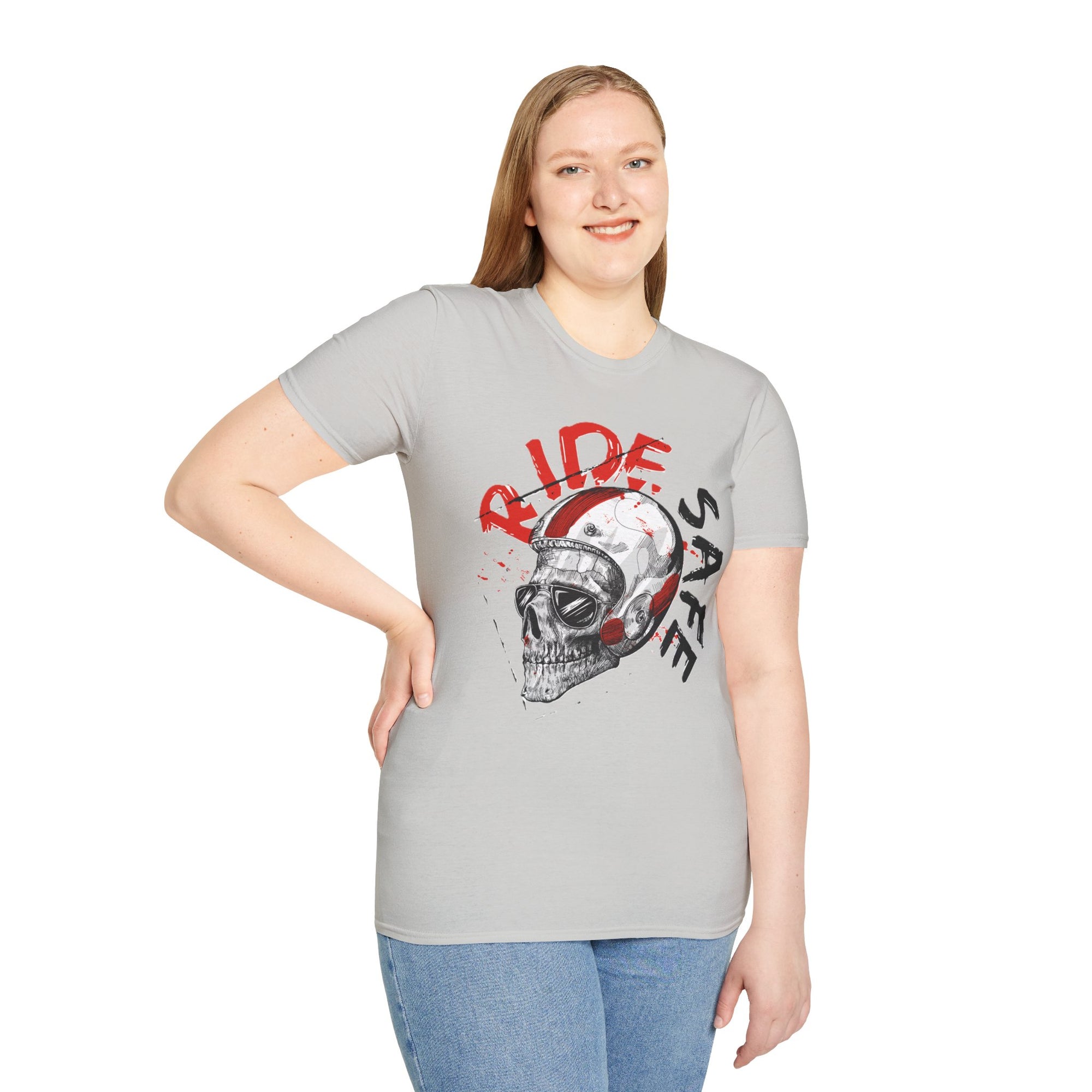 Ride Safe Skull T-Shirt | Unisex Softstyle Tee for Bikers | Perfect for Motorcyclists, Casual Wear, Gifts, and Events