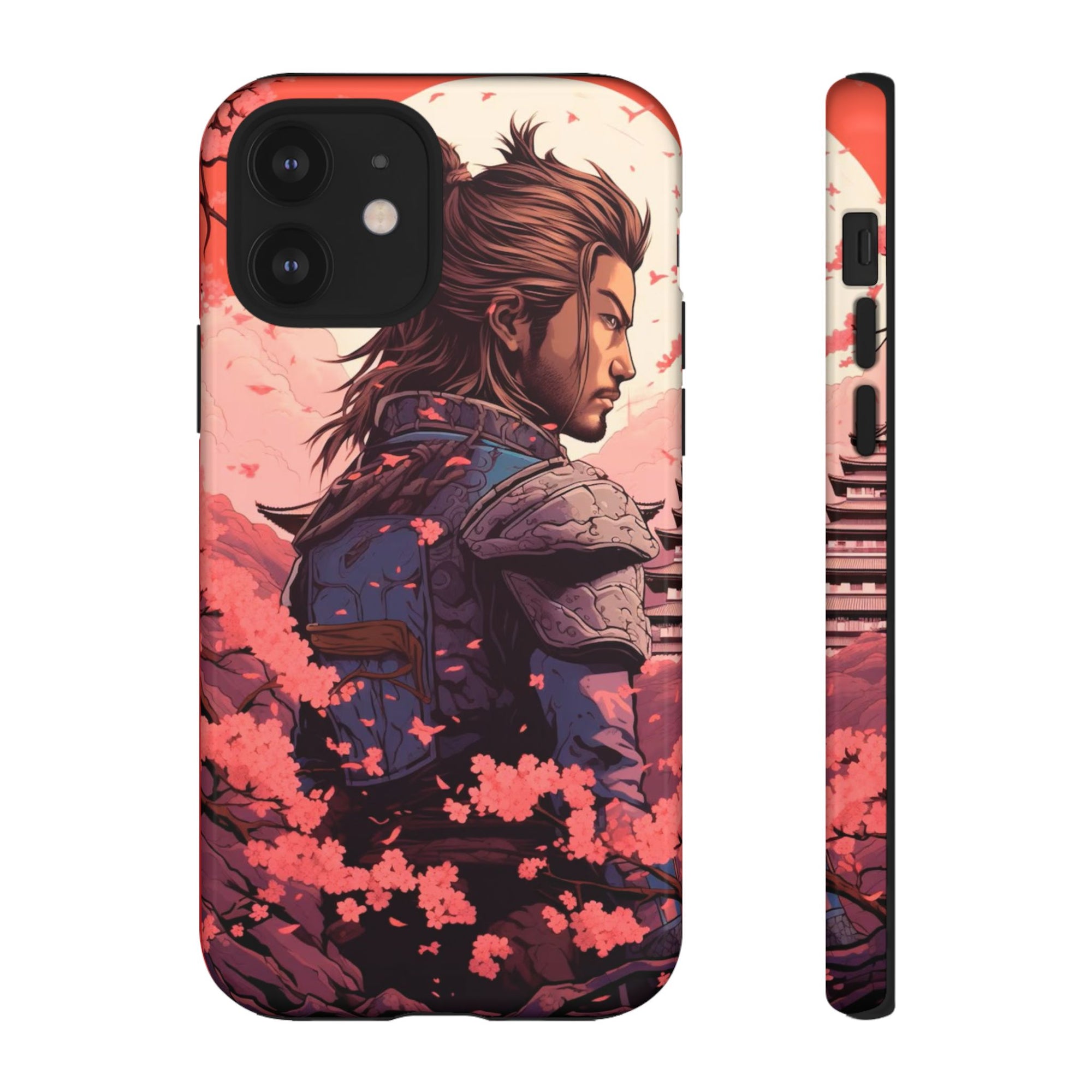 Samurai Phone Case, Tough Cases for Men, Cherry Blossom Art, Gift for Anime Fans, Unique Phone Accessory, Stylish Protection