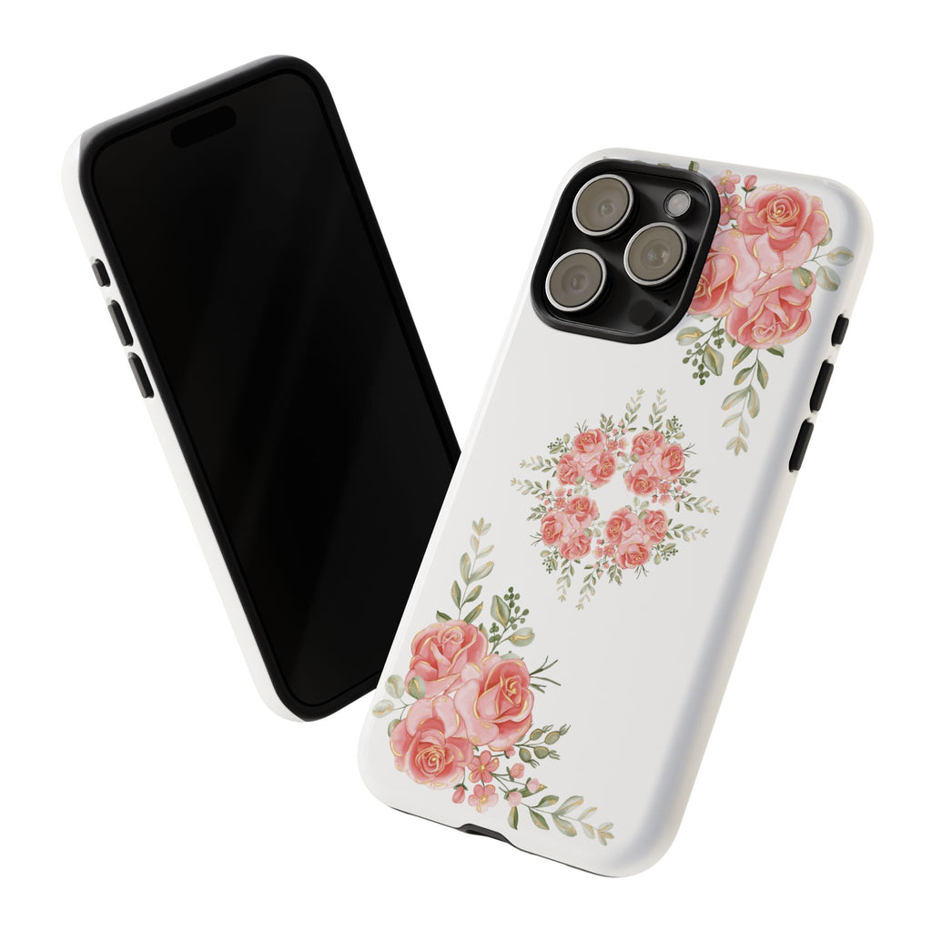 Floral Phone Case, Tough iPhone Case, Rose Design Case, Gift for Her, Floral Phone Cover