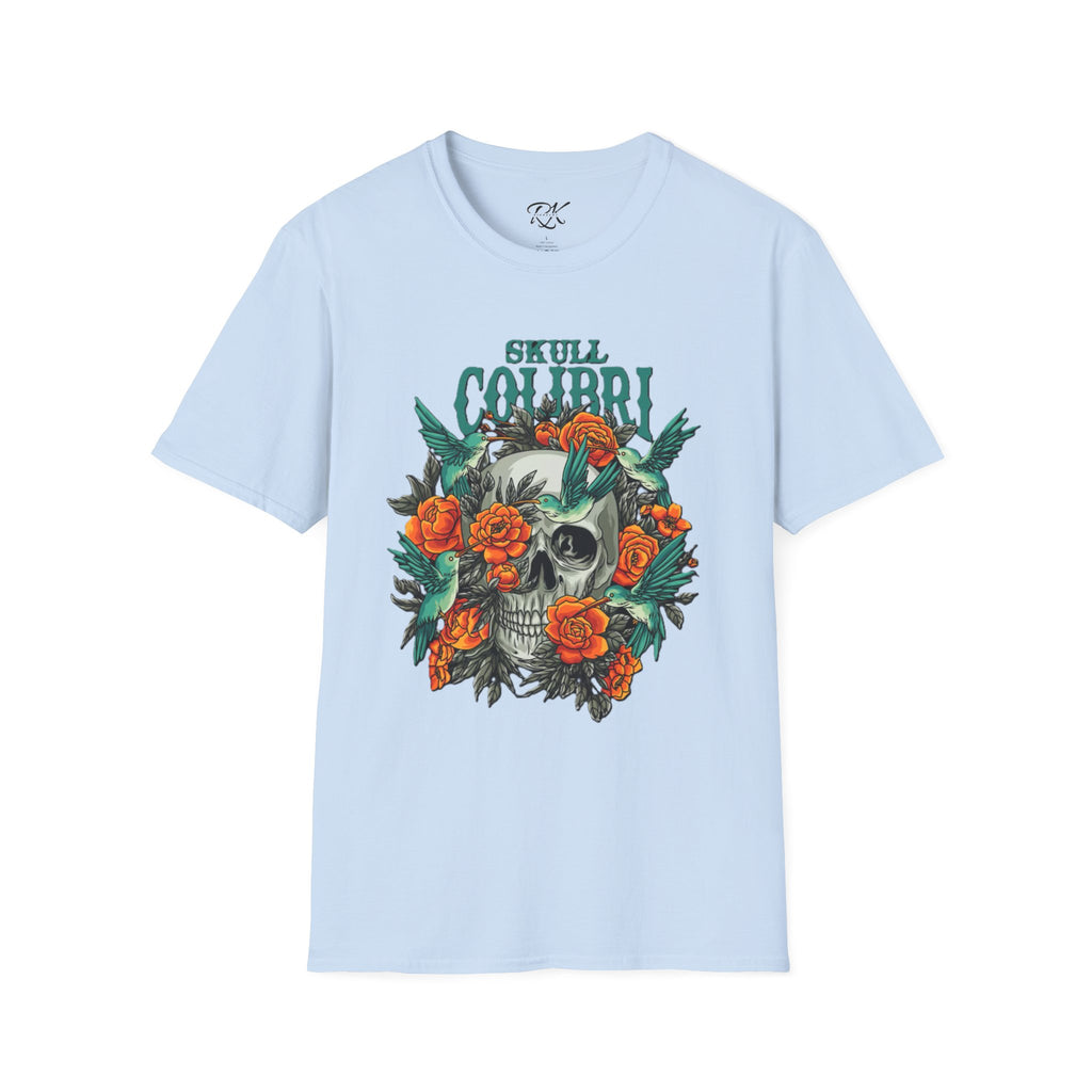 Skull & Roses Unisex T-Shirt, Casual Graphic Tee, Boho Shirt, Unique Gift, Festival Wear, Everyday Style