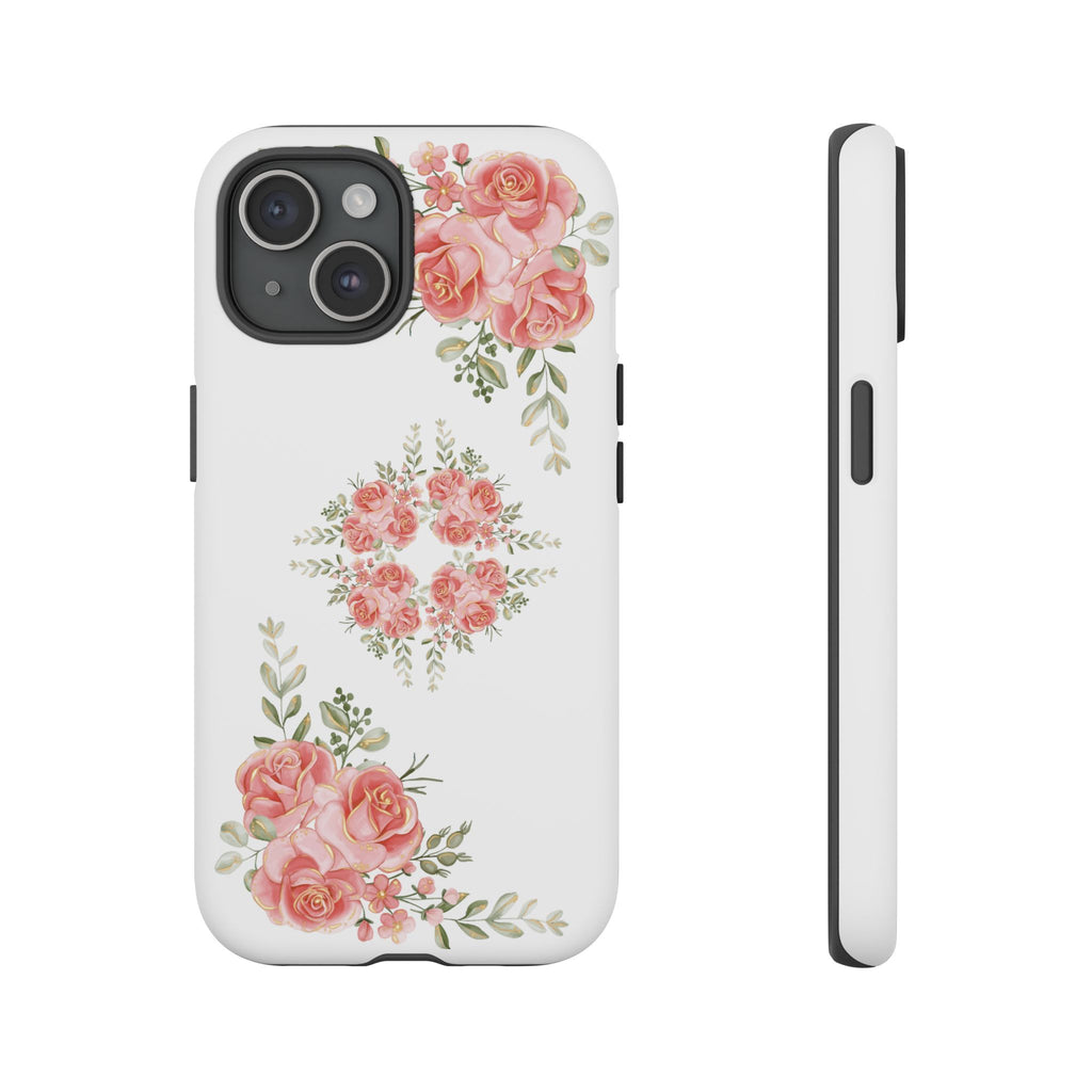 Floral Phone Case, Tough iPhone Case, Rose Design Case, Gift for Her, Floral Phone Cover