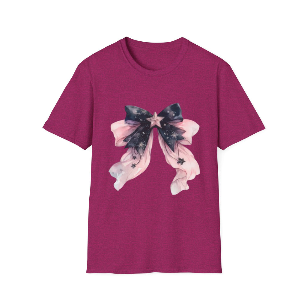 Whimsical Starry Bow T-Shirt, Cute Graphic Tee, Casual Wear, Gift for Her, Summer Fashion, Birthday Present
