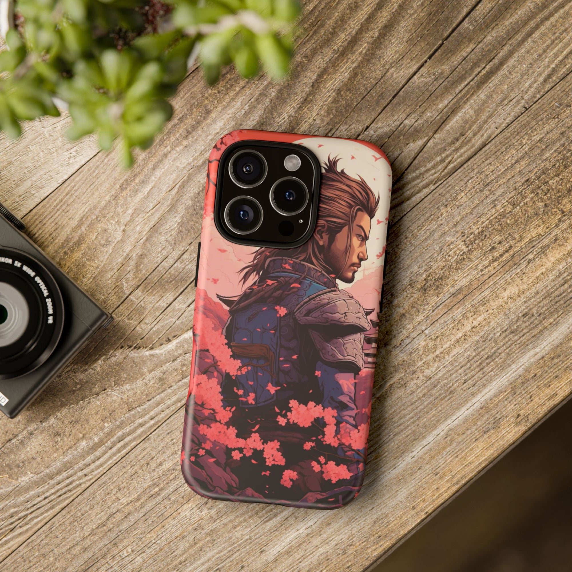 Samurai Phone Case, Tough Cases for Men, Cherry Blossom Art, Gift for Anime Fans, Unique Phone Accessory, Stylish Protection
