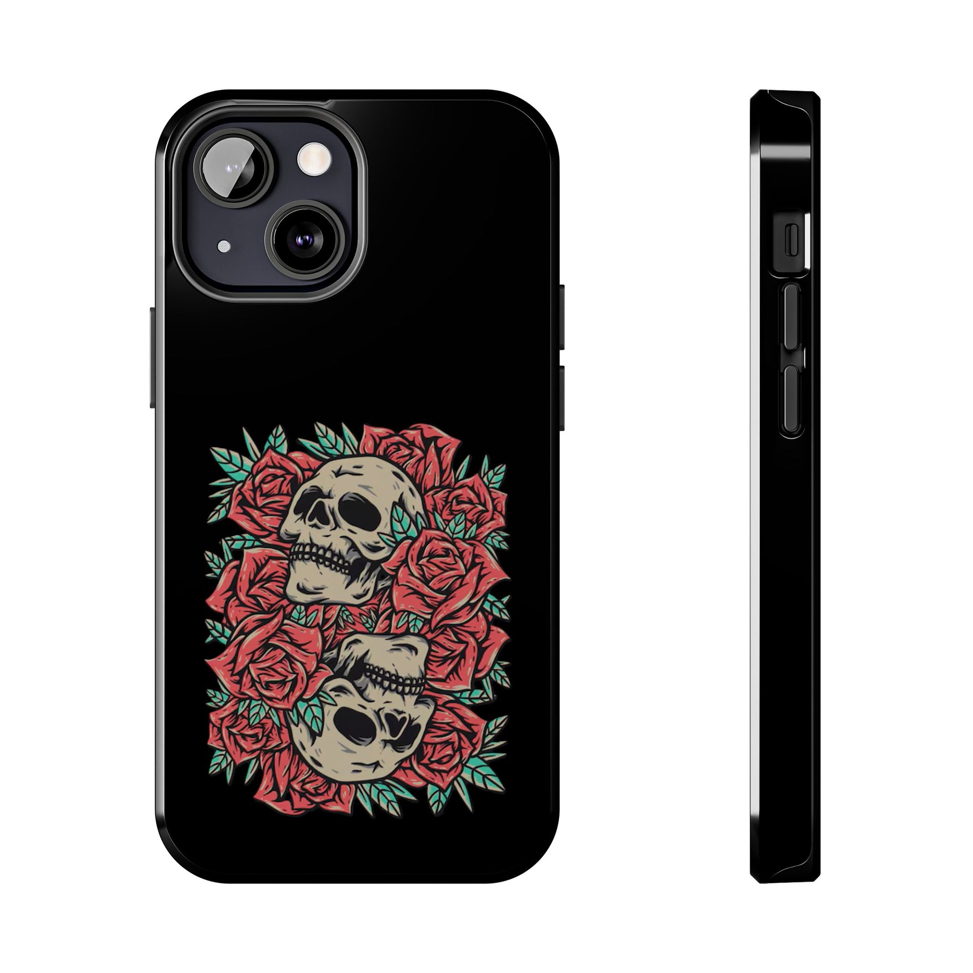 Stylish Skull & Roses Phone Case, Tough Phone Cover, Floral Skull Design, Unique Gift for her, Gothic Aesthetic Accessories