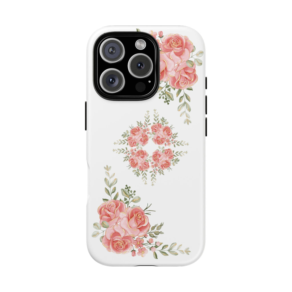 Floral Phone Case, Tough iPhone Case, Rose Design Case, Gift for Her, Floral Phone Cover