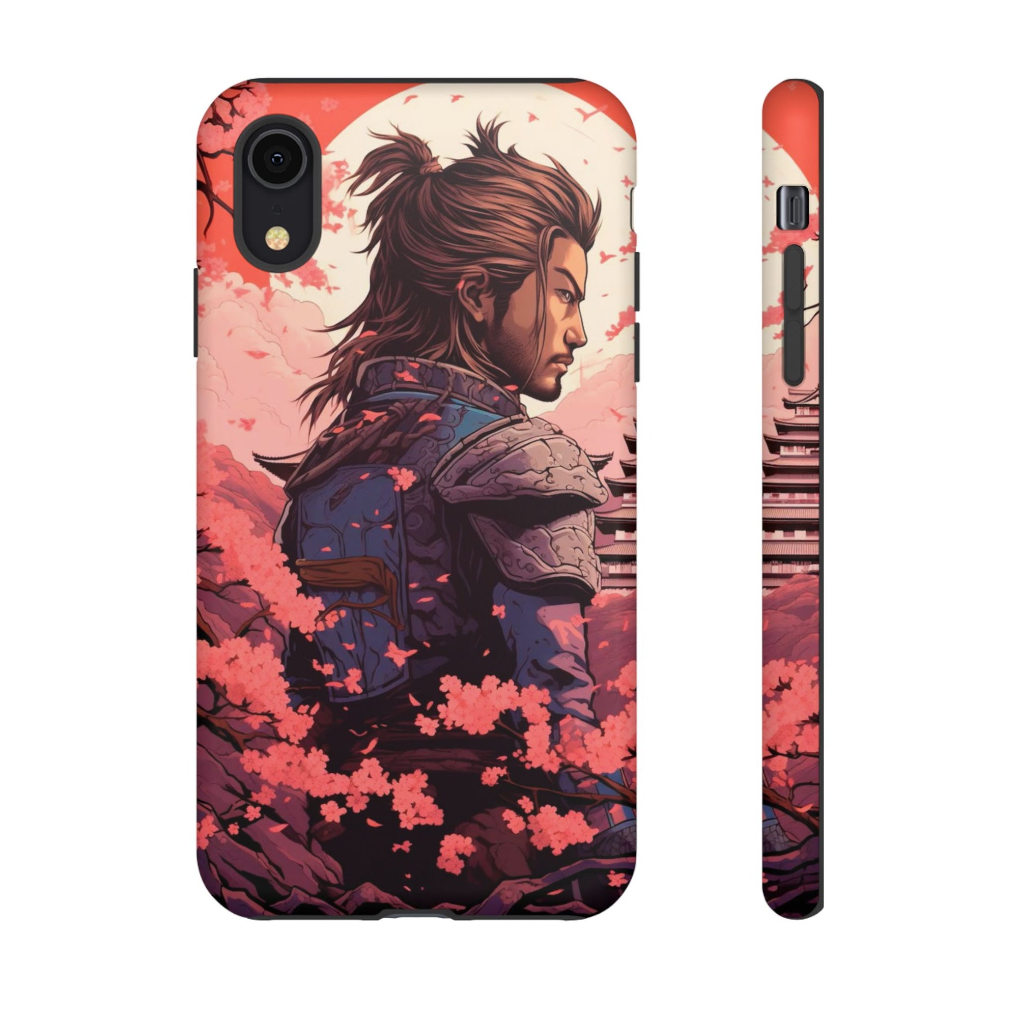 Samurai Phone Case, Tough Cases for Men, Cherry Blossom Art, Gift for Anime Fans, Unique Phone Accessory, Stylish Protection