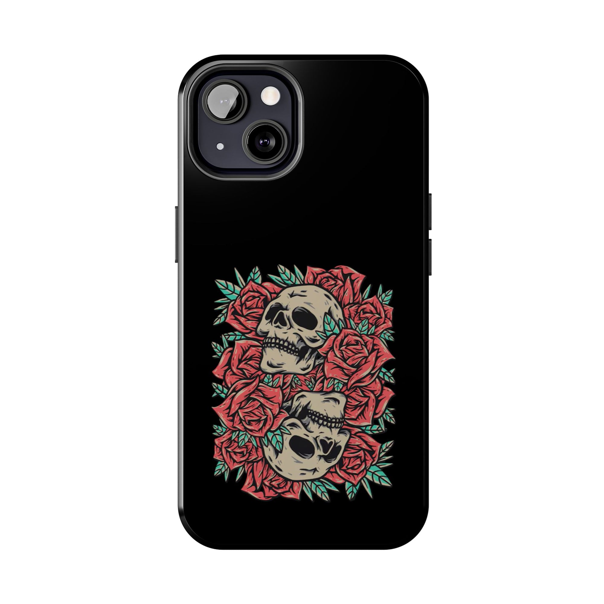 Stylish Skull & Roses Phone Case, Tough Phone Cover, Floral Skull Design, Unique Gift for her, Gothic Aesthetic Accessories