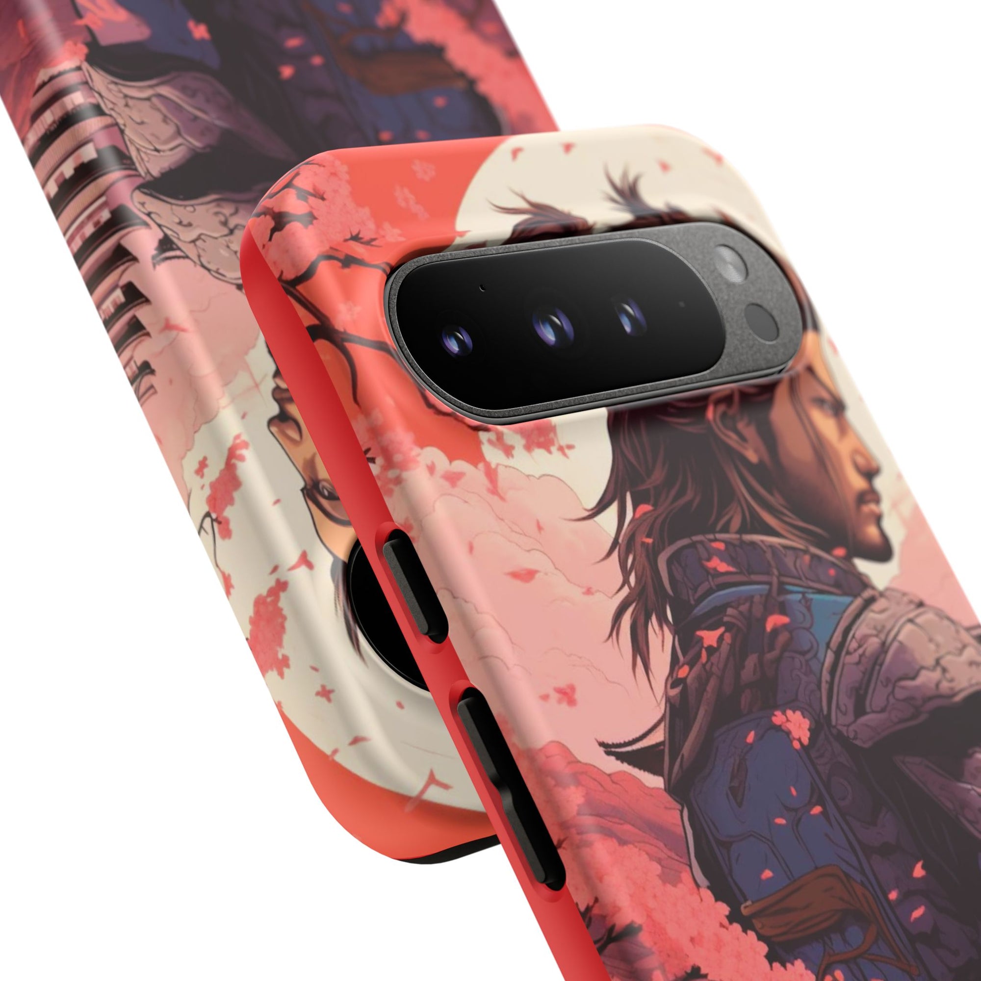 Samurai Phone Case, Tough Cases for Men, Cherry Blossom Art, Gift for Anime Fans, Unique Phone Accessory, Stylish Protection
