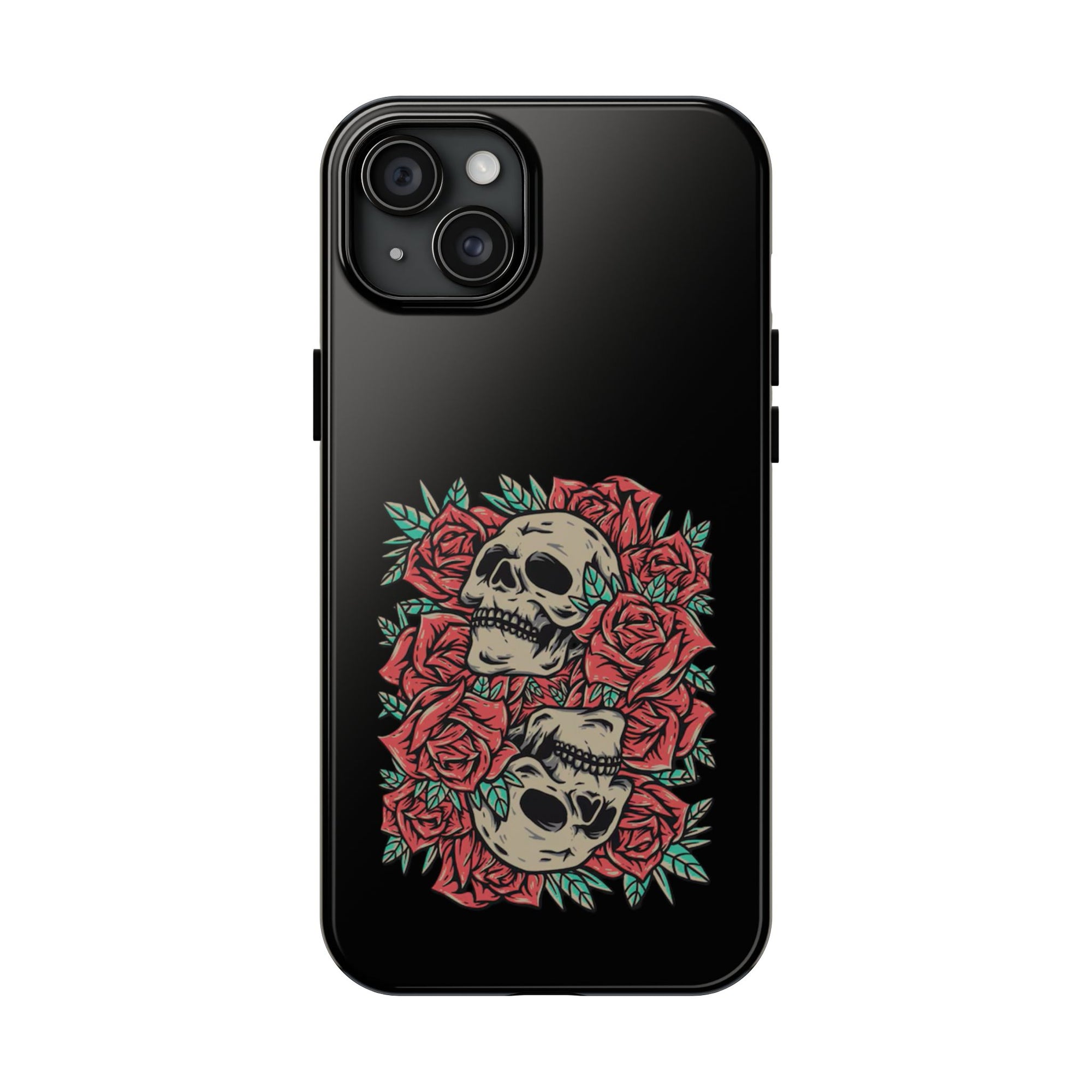 Stylish Skull & Roses Phone Case, Tough Phone Cover, Floral Skull Design, Unique Gift for her, Gothic Aesthetic Accessories