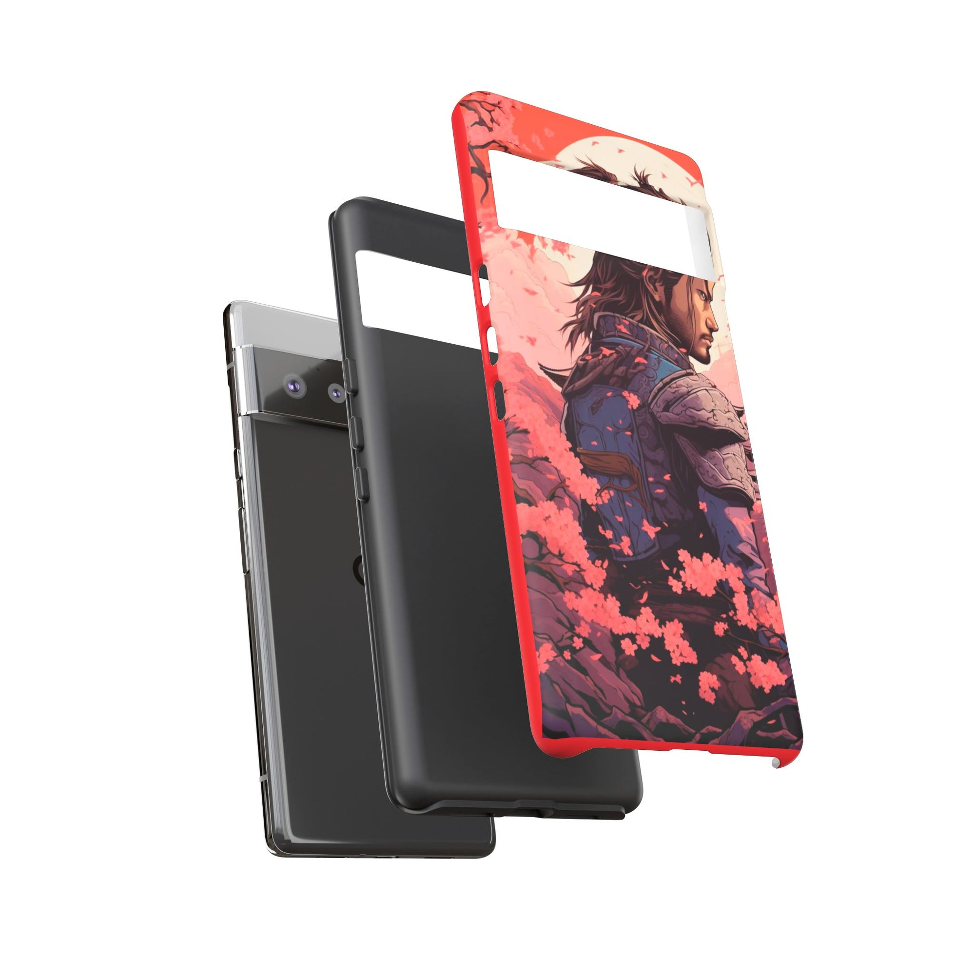 Samurai Phone Case, Tough Cases for Men, Cherry Blossom Art, Gift for Anime Fans, Unique Phone Accessory, Stylish Protection