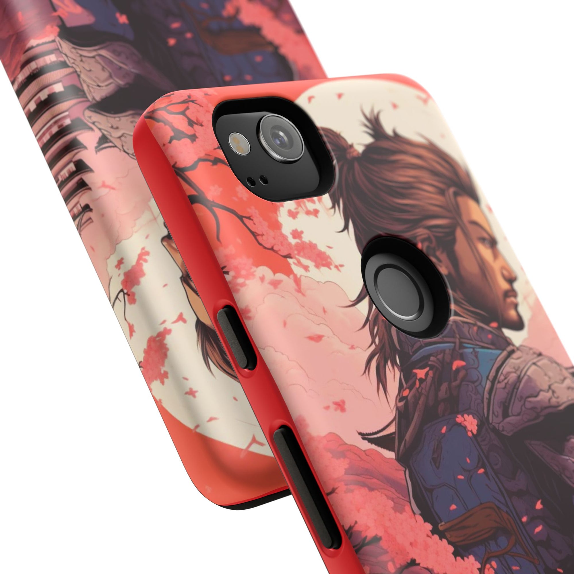 Samurai Phone Case, Tough Cases for Men, Cherry Blossom Art, Gift for Anime Fans, Unique Phone Accessory, Stylish Protection