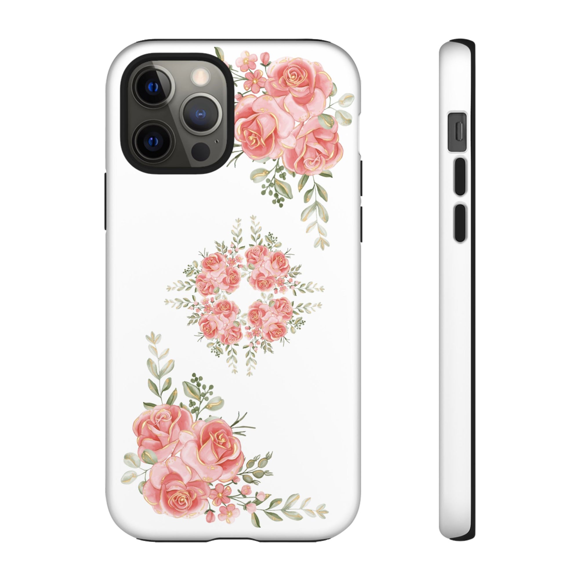 Floral Phone Case, Tough iPhone Case, Rose Design Case, Gift for Her, Floral Phone Cover
