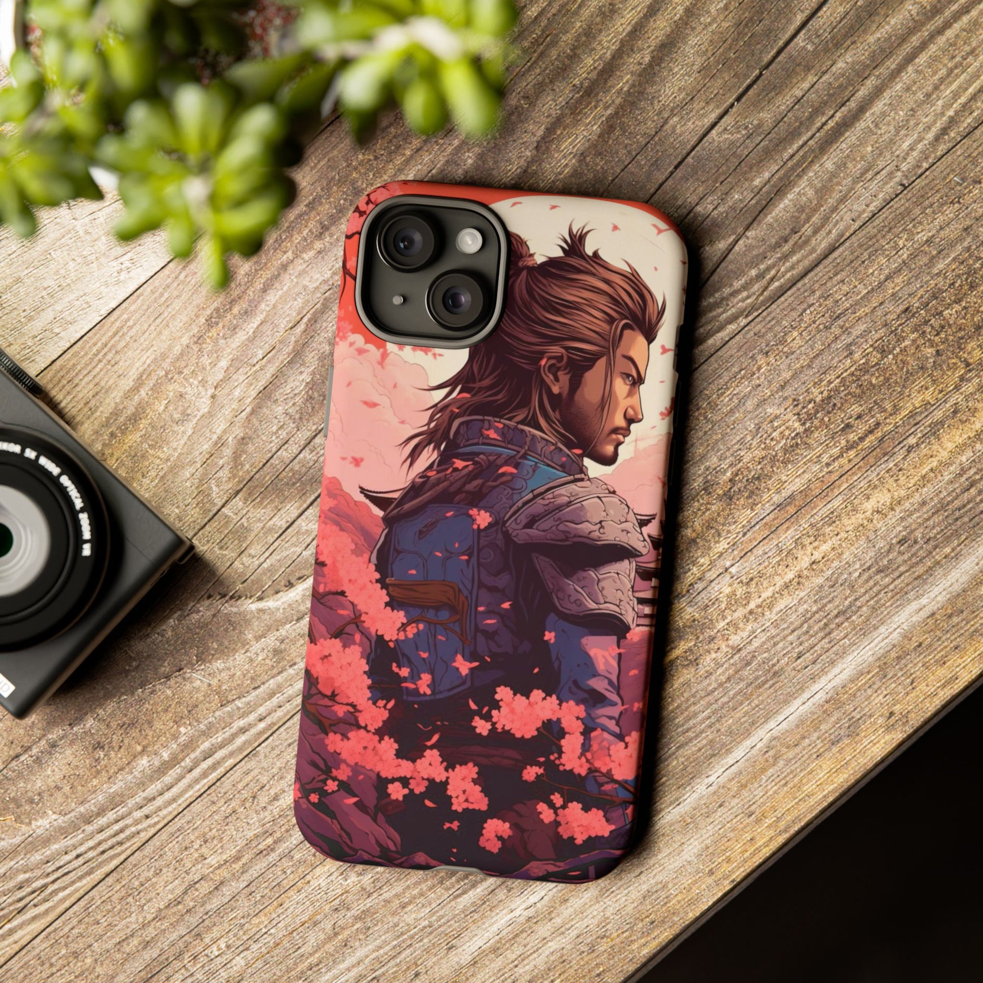 Samurai Phone Case, Tough Cases for Men, Cherry Blossom Art, Gift for Anime Fans, Unique Phone Accessory, Stylish Protection