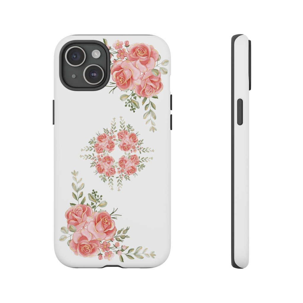 Floral Phone Case, Tough iPhone Case, Rose Design Case, Gift for Her, Floral Phone Cover