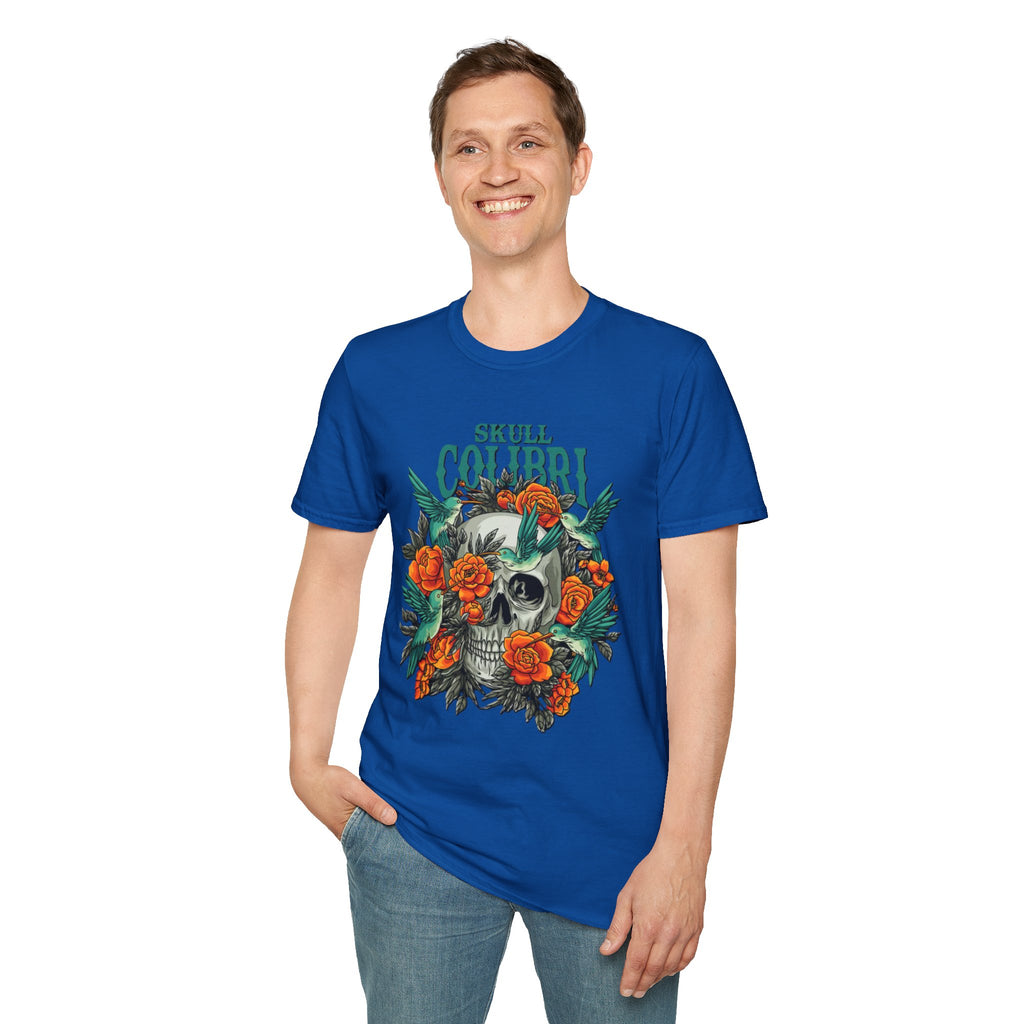 Skull & Roses Unisex T-Shirt, Casual Graphic Tee, Boho Shirt, Unique Gift, Festival Wear, Everyday Style