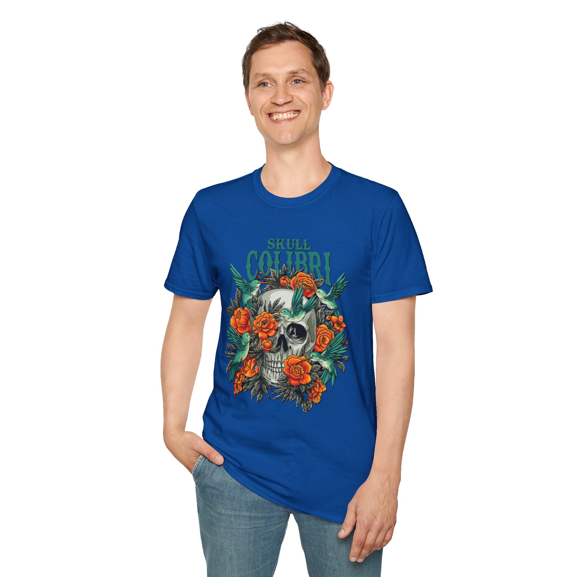 Skull & Roses Unisex T-Shirt, Casual Graphic Tee, Boho Shirt, Unique Gift, Festival Wear, Everyday Style