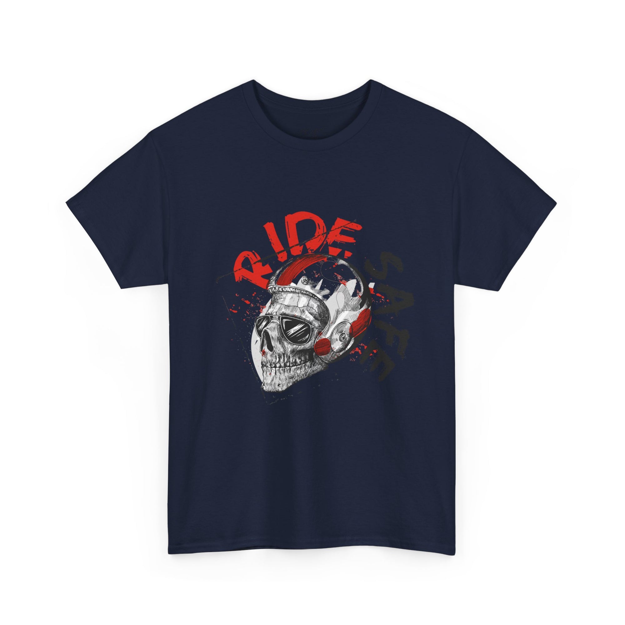 Skull Themed Ride Safe Tee, Unisex Heavy Cotton T-Shirt, Motorcycle Tee, Biker Apparel, Gift for Riders, Casual Wear