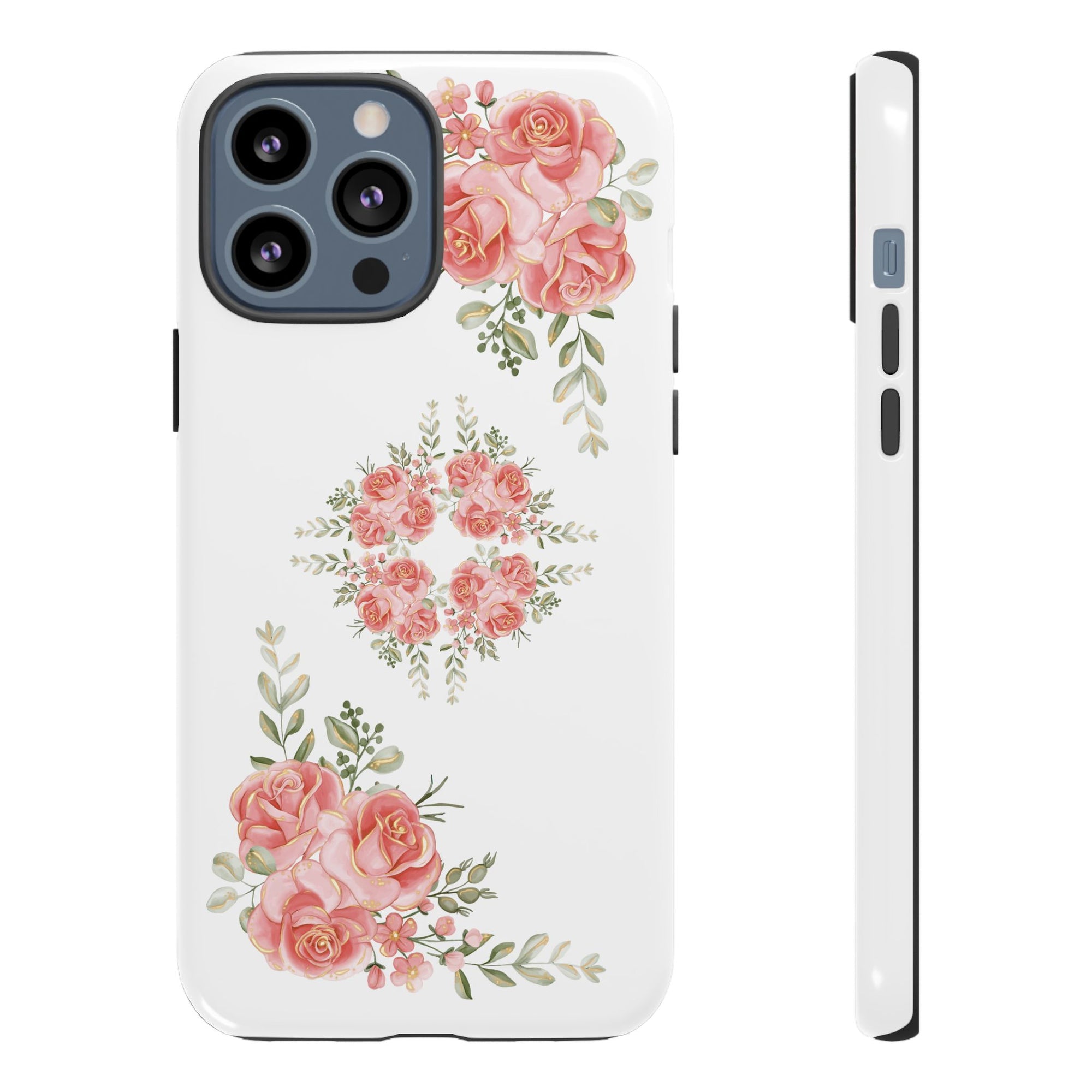 Floral Phone Case, Tough iPhone Case, Rose Design Case, Gift for Her, Floral Phone Cover