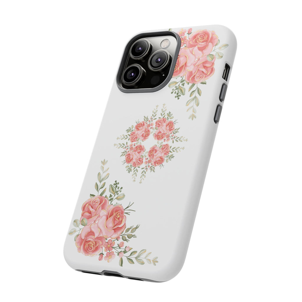 Floral Phone Case, Tough iPhone Case, Rose Design Case, Gift for Her, Floral Phone Cover
