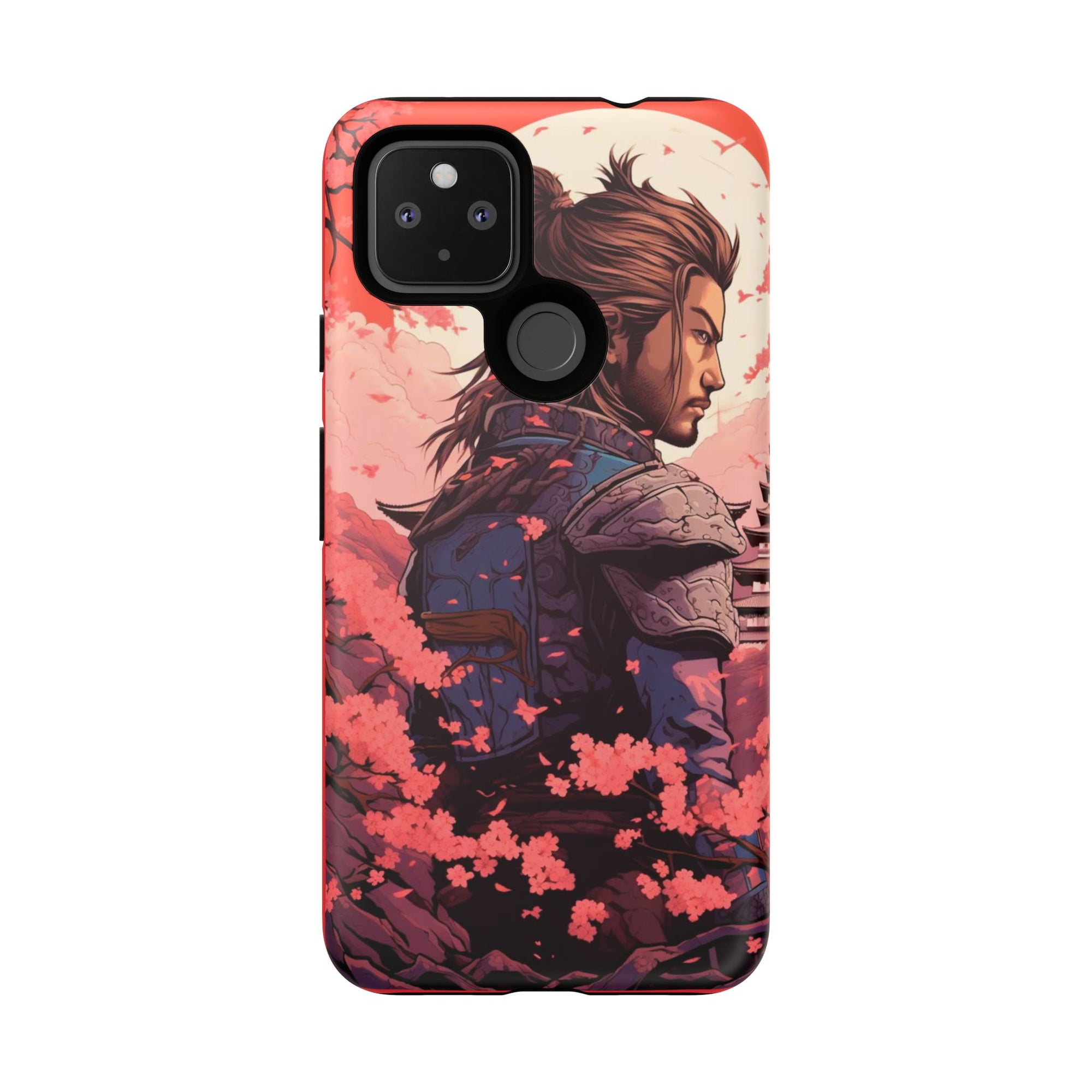 Samurai Phone Case, Tough Cases for Men, Cherry Blossom Art, Gift for Anime Fans, Unique Phone Accessory, Stylish Protection