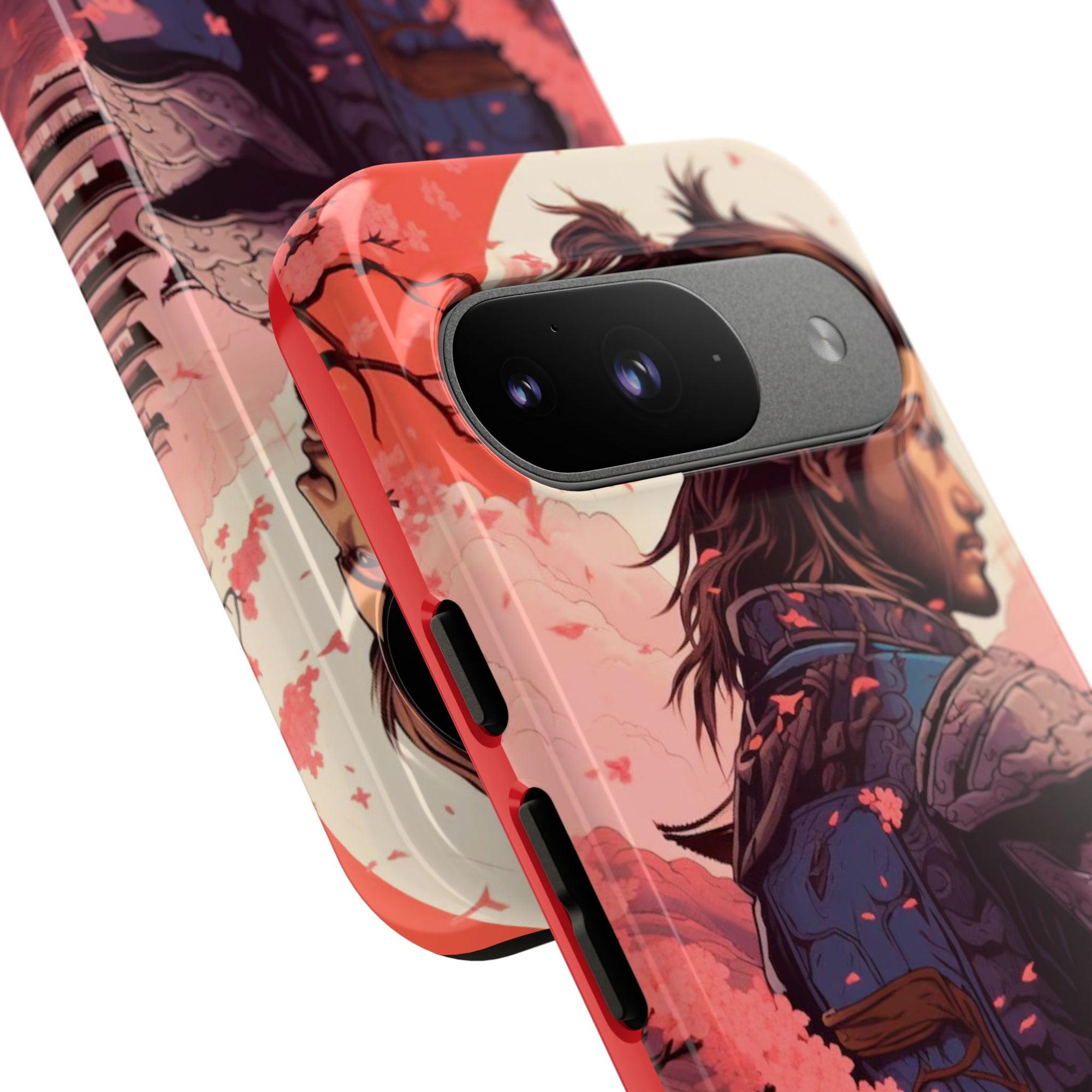 Samurai Phone Case, Tough Cases for Men, Cherry Blossom Art, Gift for Anime Fans, Unique Phone Accessory, Stylish Protection