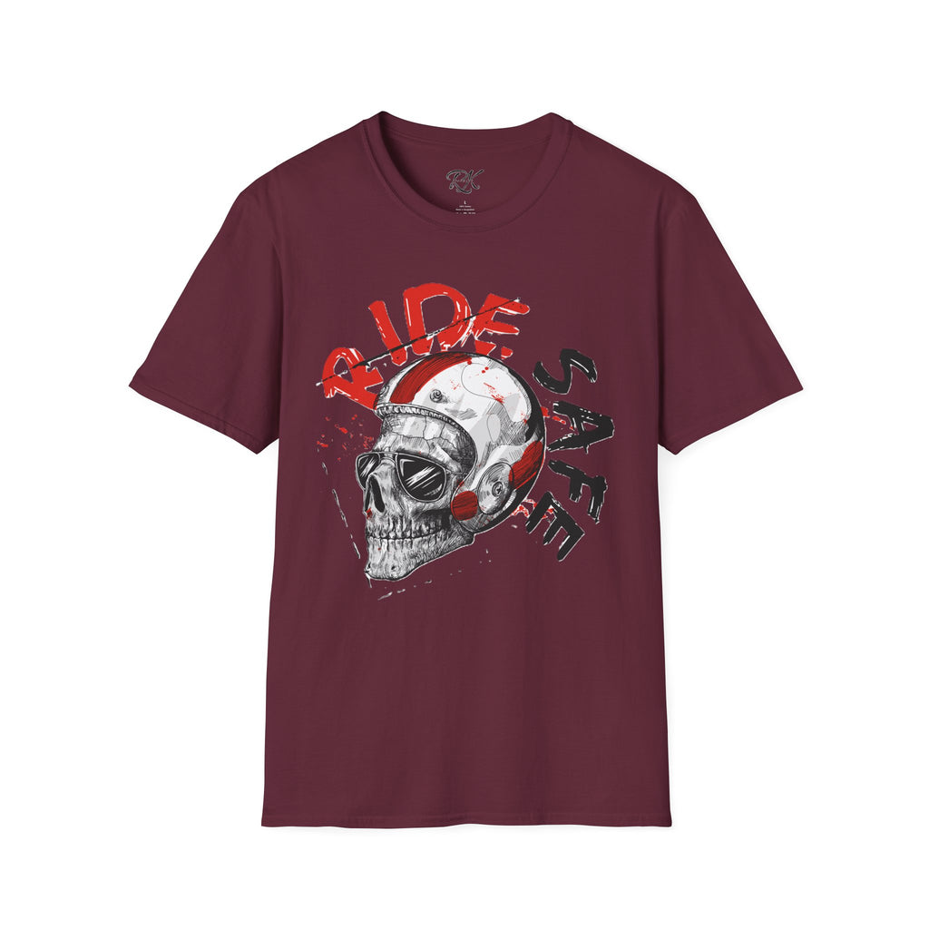 Ride Safe Skull T-Shirt | Unisex Softstyle Tee for Bikers | Perfect for Motorcyclists, Casual Wear, Gifts, and Events