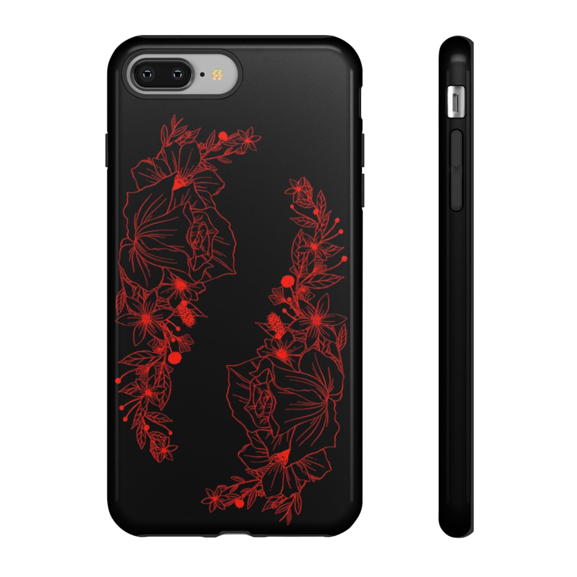 Stylish Floral Phone Case, Tough Phone Cover, Floral Design Case, Gift for Her, Black Phone Accessories