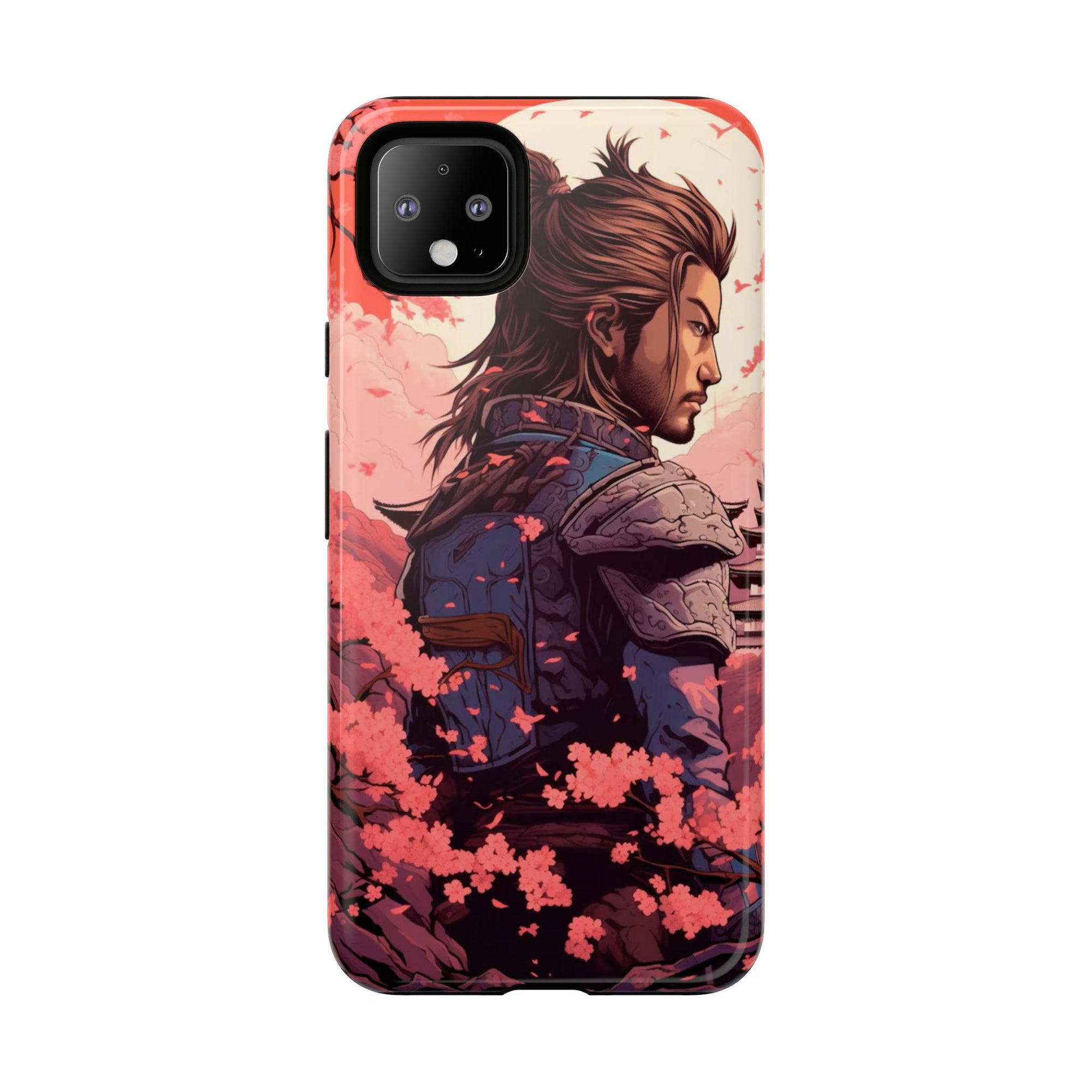 Samurai Phone Case, Tough Cases for Men, Cherry Blossom Art, Gift for Anime Fans, Unique Phone Accessory, Stylish Protection