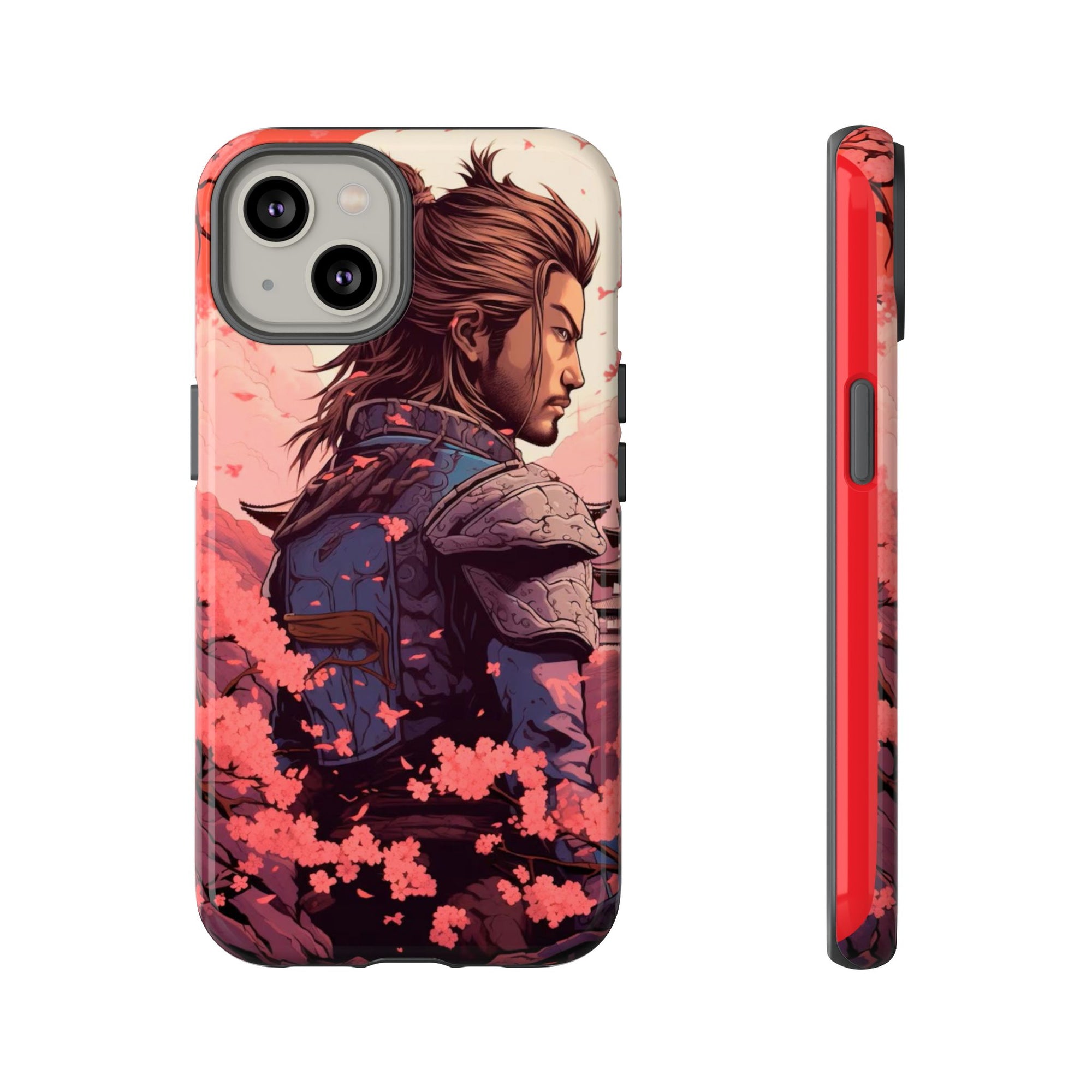 Samurai Phone Case, Tough Cases for Men, Cherry Blossom Art, Gift for Anime Fans, Unique Phone Accessory, Stylish Protection