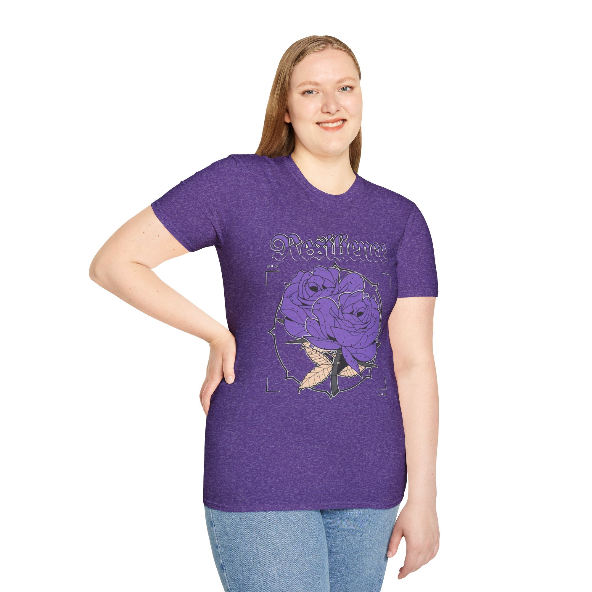 Purple Rose Graphic T-Shirt, Soft Stylish Tee, Unisex Floral Apparel, Gift for Her, Spring Outfit Idea, Vintage Aesthetic Top