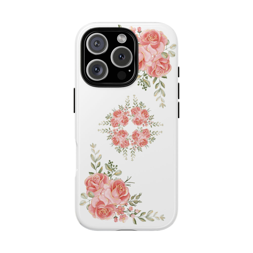 Floral Phone Case, Tough iPhone Case, Rose Design Case, Gift for Her, Floral Phone Cover