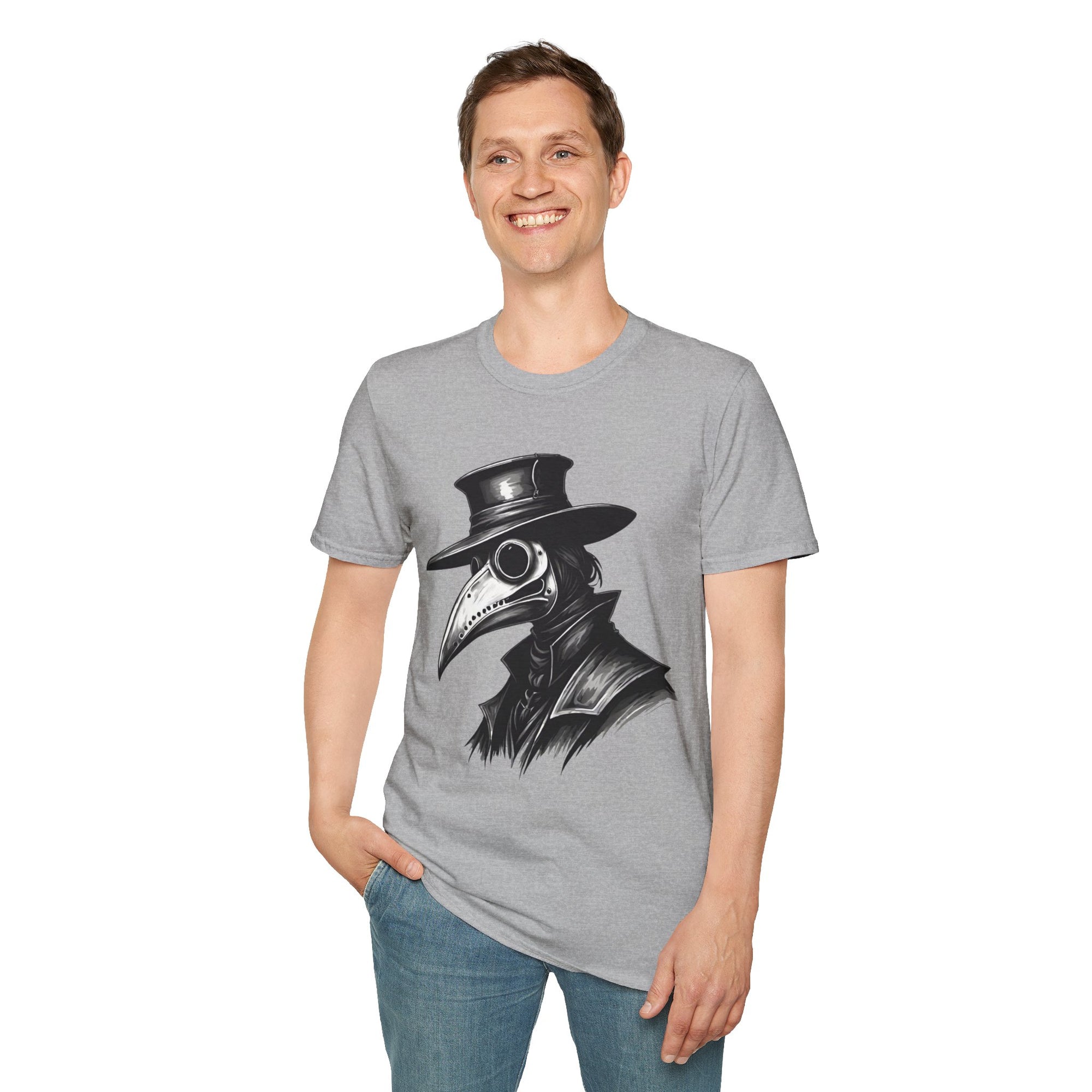 Vintage Plague Doctor Unisex T-Shirt, Unique Graphic Tee, Halloween Costume, Gift for Horror Lovers, Casual Wear, Statement Shirt