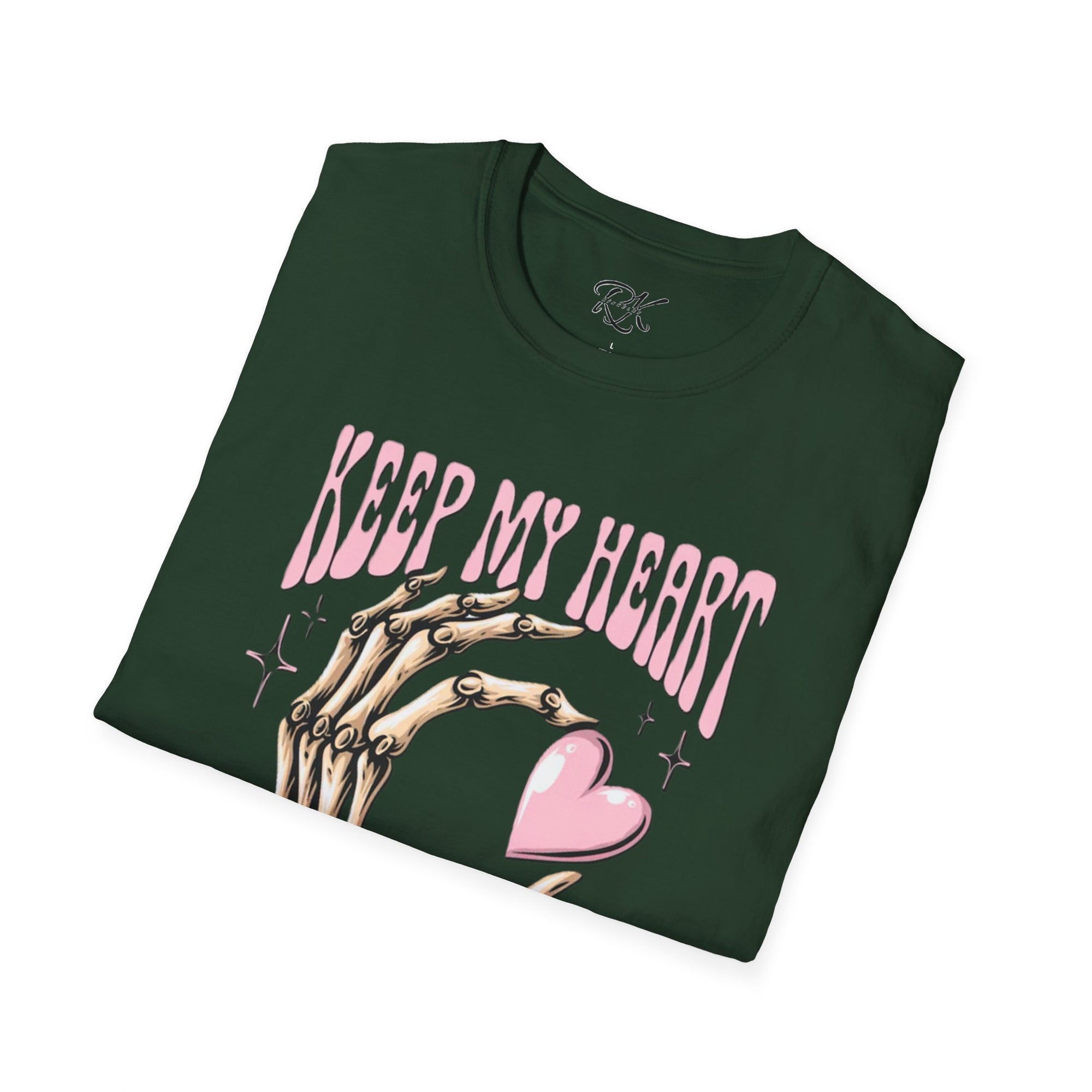 Keep My Heart Unisex Softstyle T-Shirt, Cute Graphic Tee, Valentine's Day Gift, Casual Style, Skeleton Design, Soft Cotton