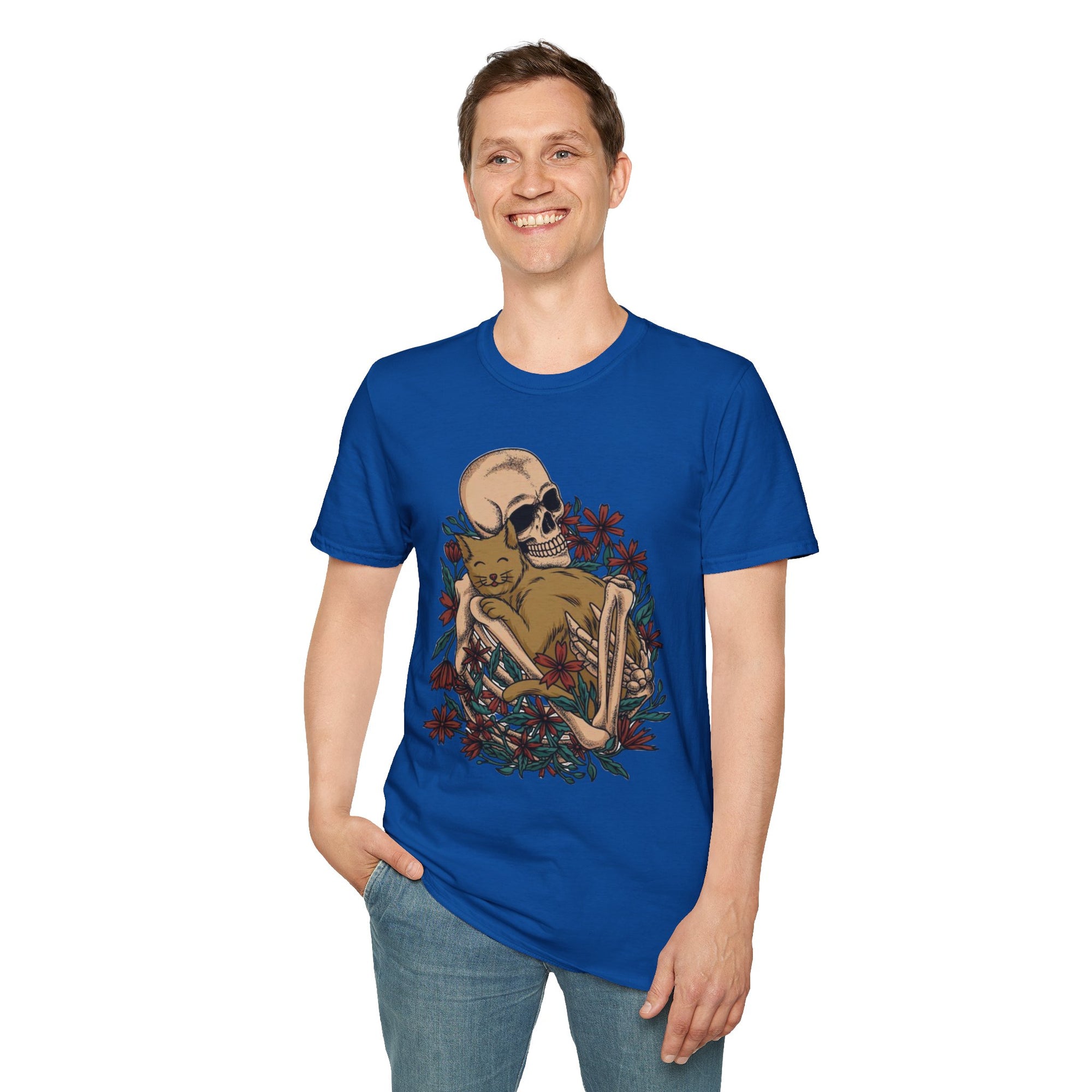 Skeleton Floral Unisex T-Shirt, Cute Grunge Tee, Quirky Halloween Shirt, Casual Everyday Wear, Unique Graphic Top