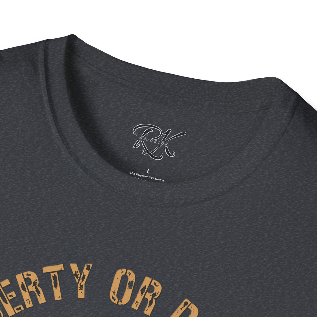 Liberty or Death Skull Soldier T-Shirt, Military Apparel, Unisex Graphic Tee, Veteran Gift, Casual Wear, Outdoor Adventure