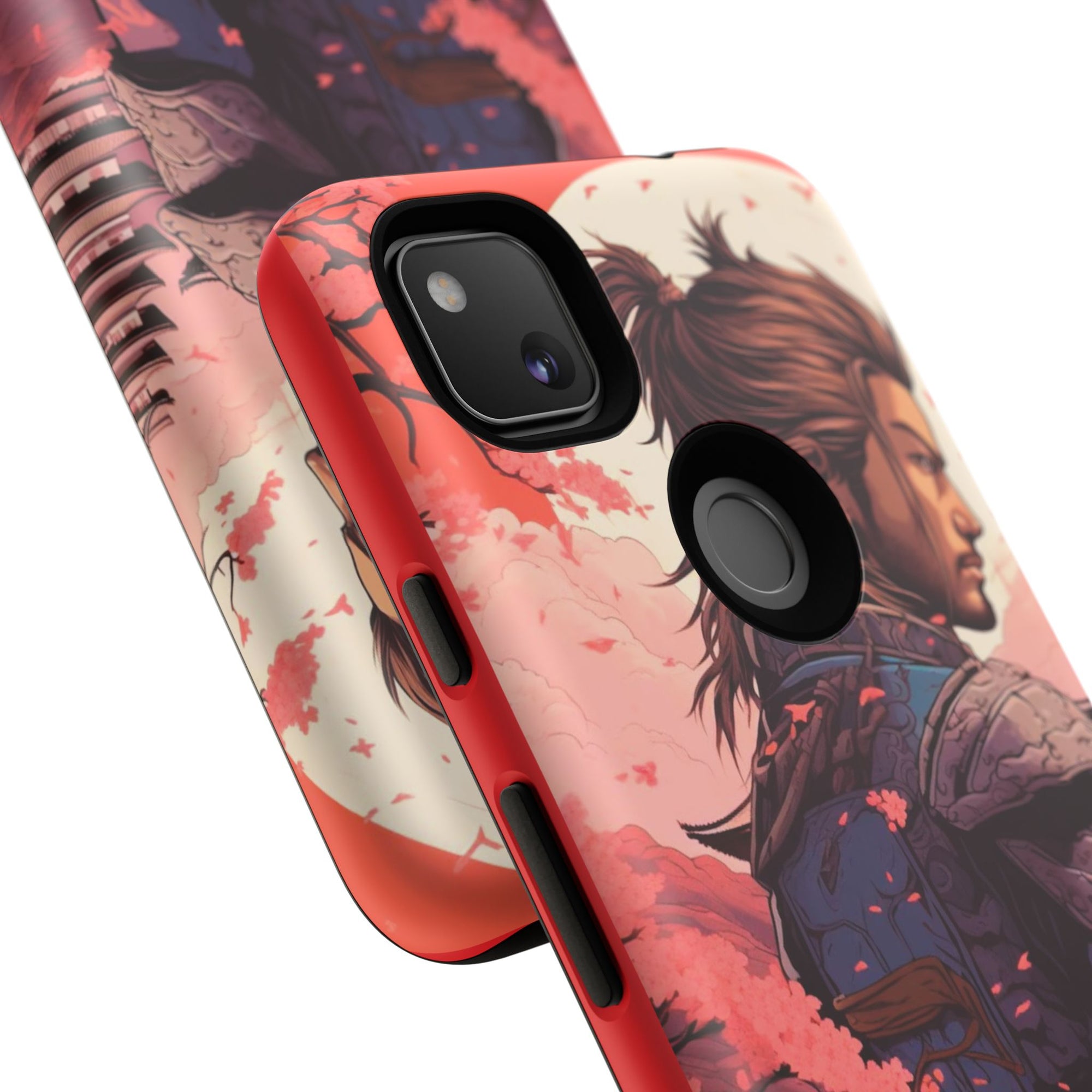Samurai Phone Case, Tough Cases for Men, Cherry Blossom Art, Gift for Anime Fans, Unique Phone Accessory, Stylish Protection
