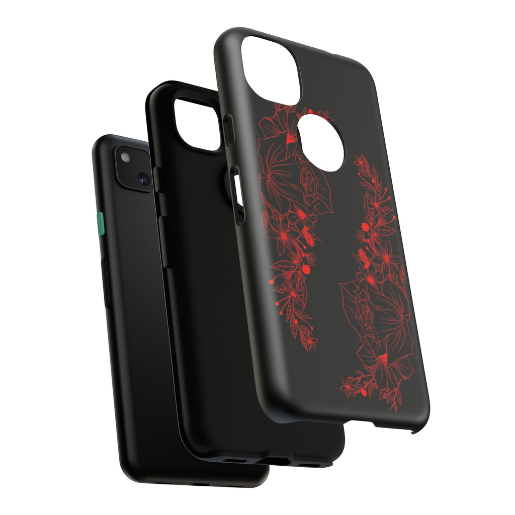 Stylish Floral Phone Case, Tough Phone Cover, Floral Design Case, Gift for Her, Black Phone Accessories