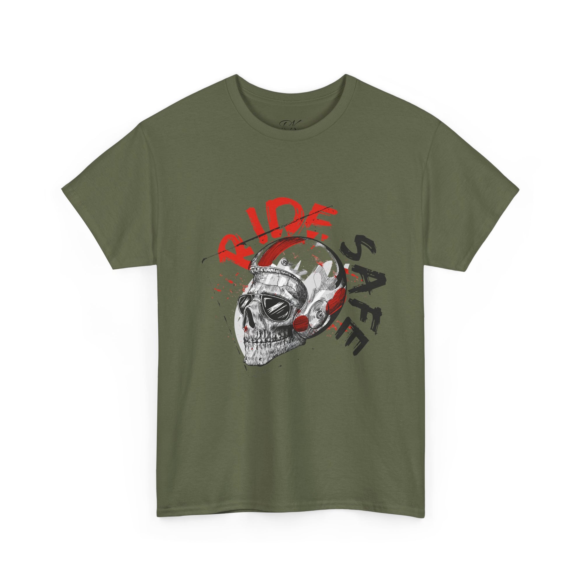 Skull Themed Ride Safe Tee, Unisex Heavy Cotton T-Shirt, Motorcycle Tee, Biker Apparel, Gift for Riders, Casual Wear