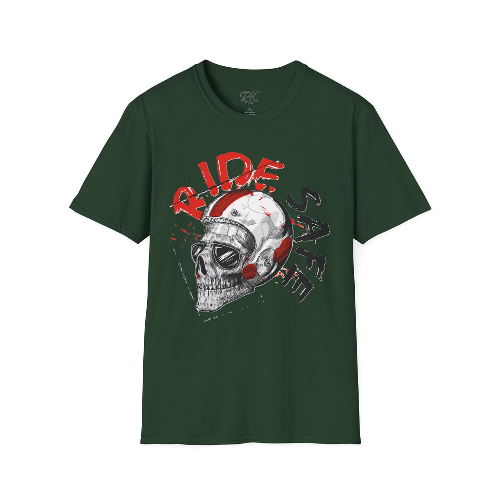 Ride Safe Skull T-Shirt | Unisex Softstyle Tee for Bikers | Perfect for Motorcyclists, Casual Wear, Gifts, and Events