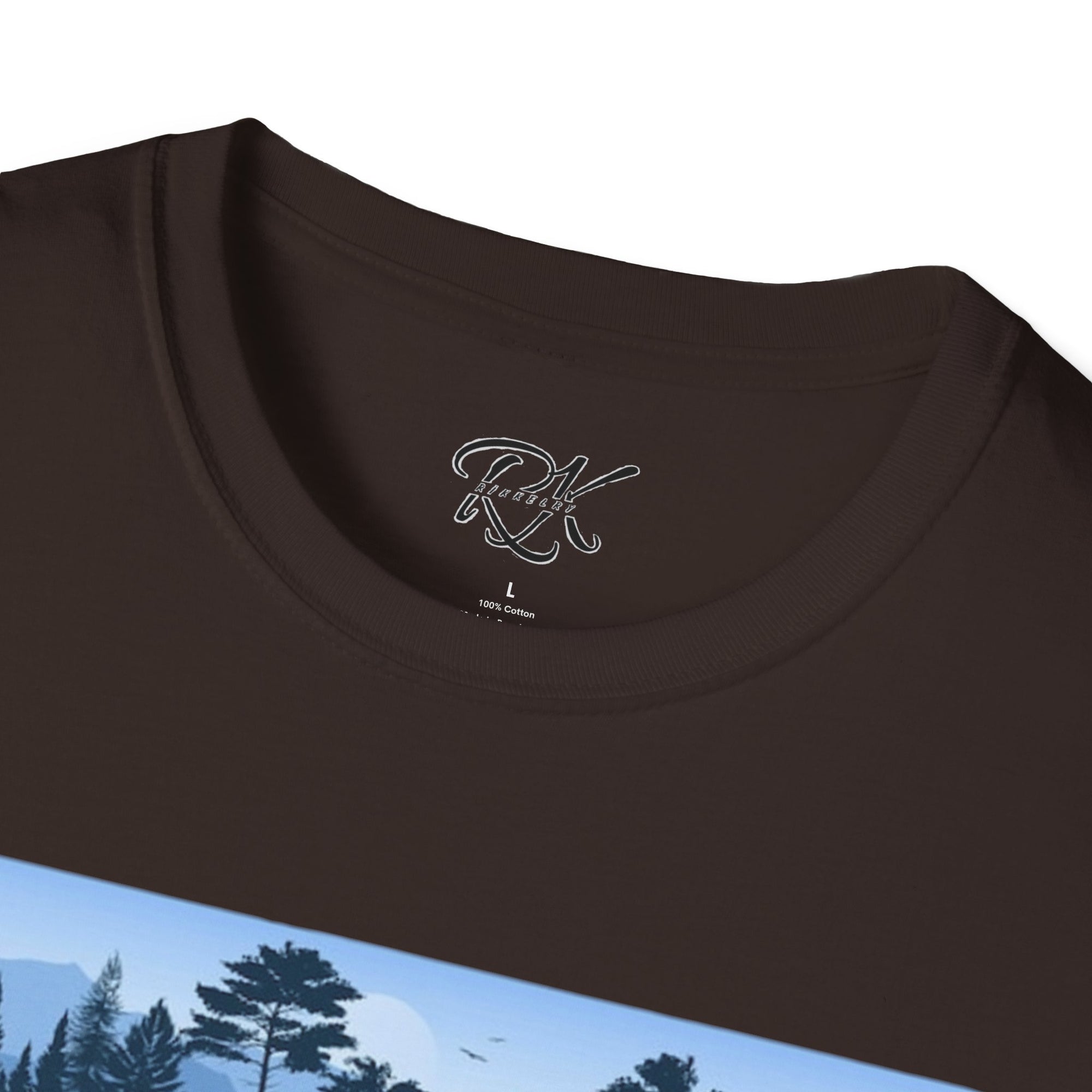 Mountain Landscape Unisex Softstyle T-Shirt | Nature Lover Gift, Outdoor Adventure Tee, Relaxed Fit, Casual Wear, Camping Shirt