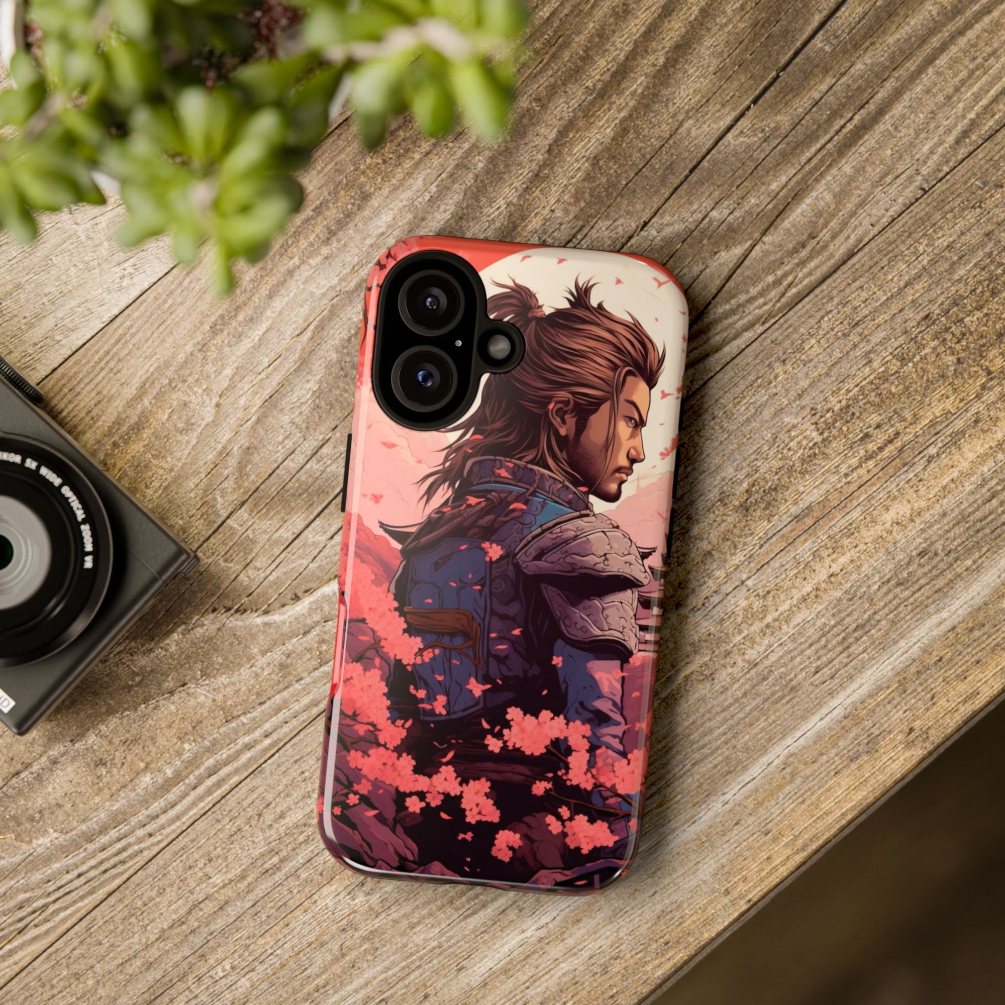 Samurai Phone Case, Tough Cases for Men, Cherry Blossom Art, Gift for Anime Fans, Unique Phone Accessory, Stylish Protection