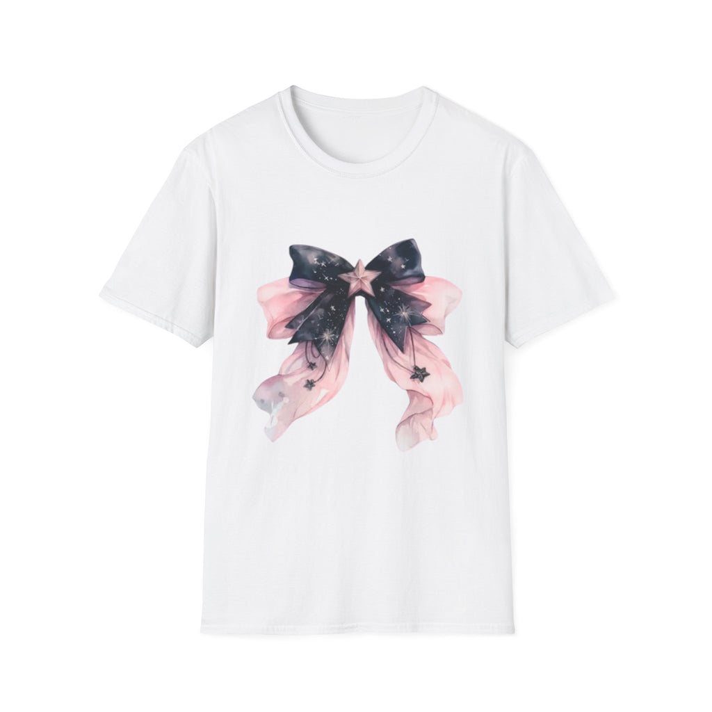 Whimsical Starry Bow T-Shirt, Cute Graphic Tee, Casual Wear, Gift for Her, Summer Fashion, Birthday Present