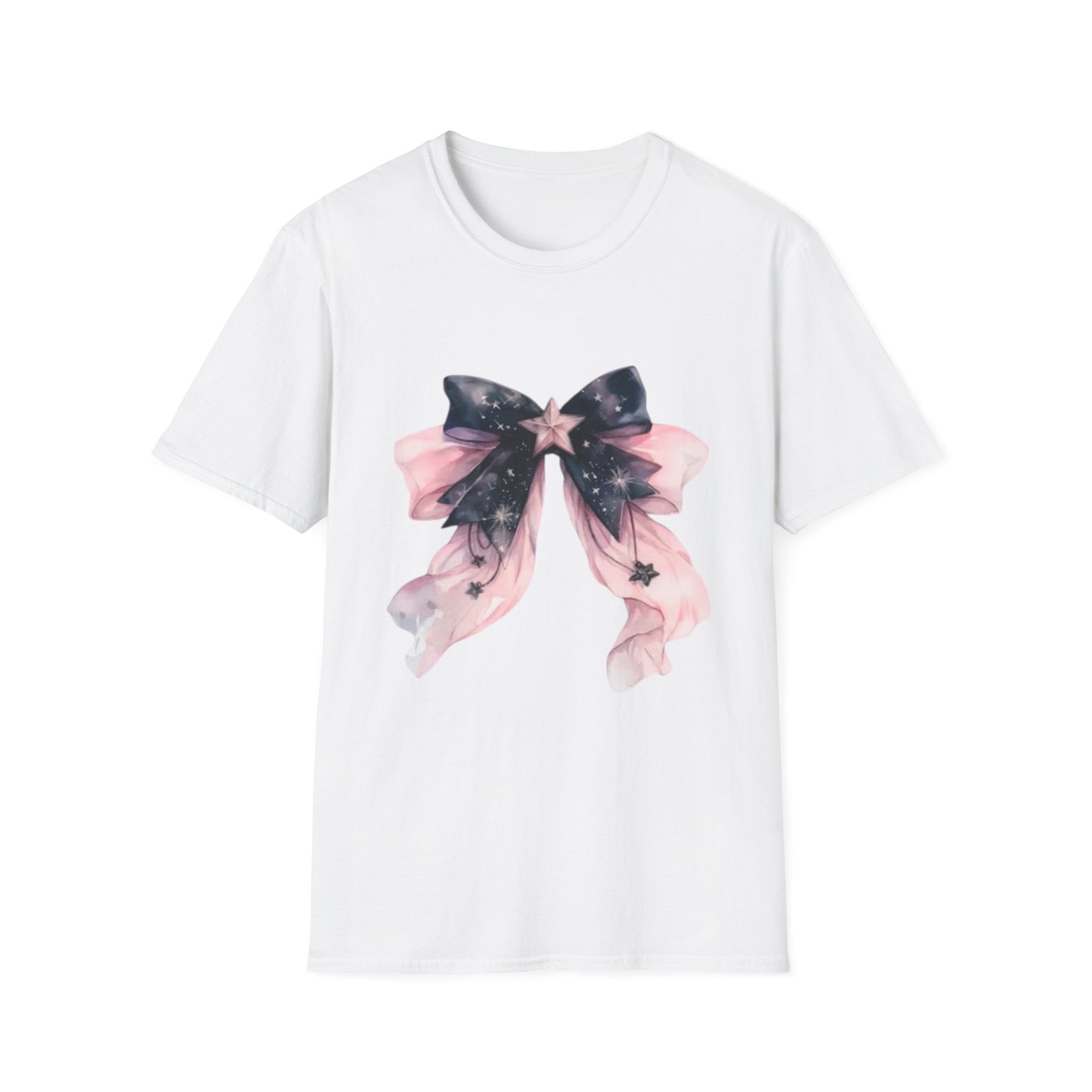Whimsical Starry Bow T-Shirt, Cute Graphic Tee, Casual Wear, Gift for Her, Summer Fashion, Birthday Present