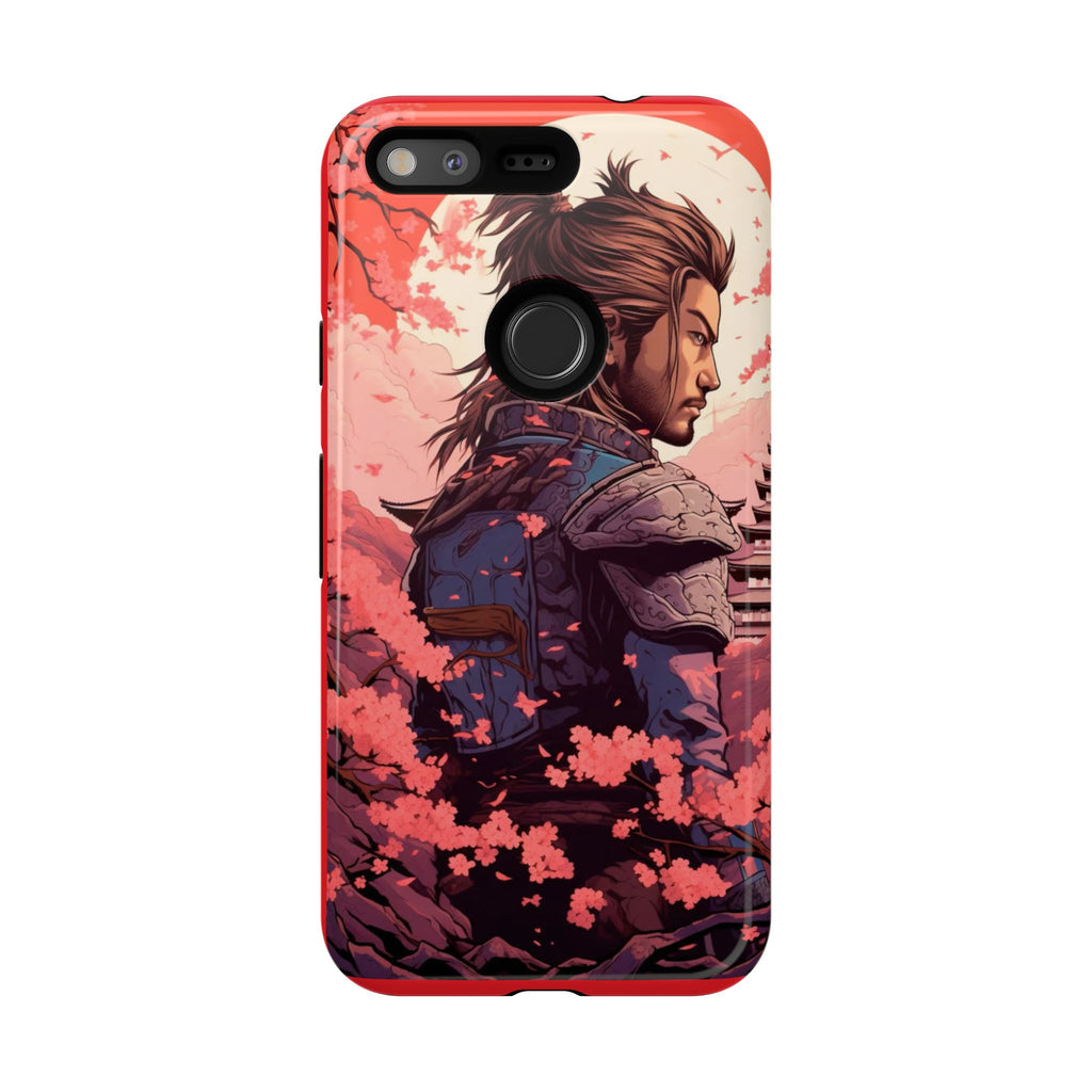 Samurai Phone Case, Tough Cases for Men, Cherry Blossom Art, Gift for Anime Fans, Unique Phone Accessory, Stylish Protection