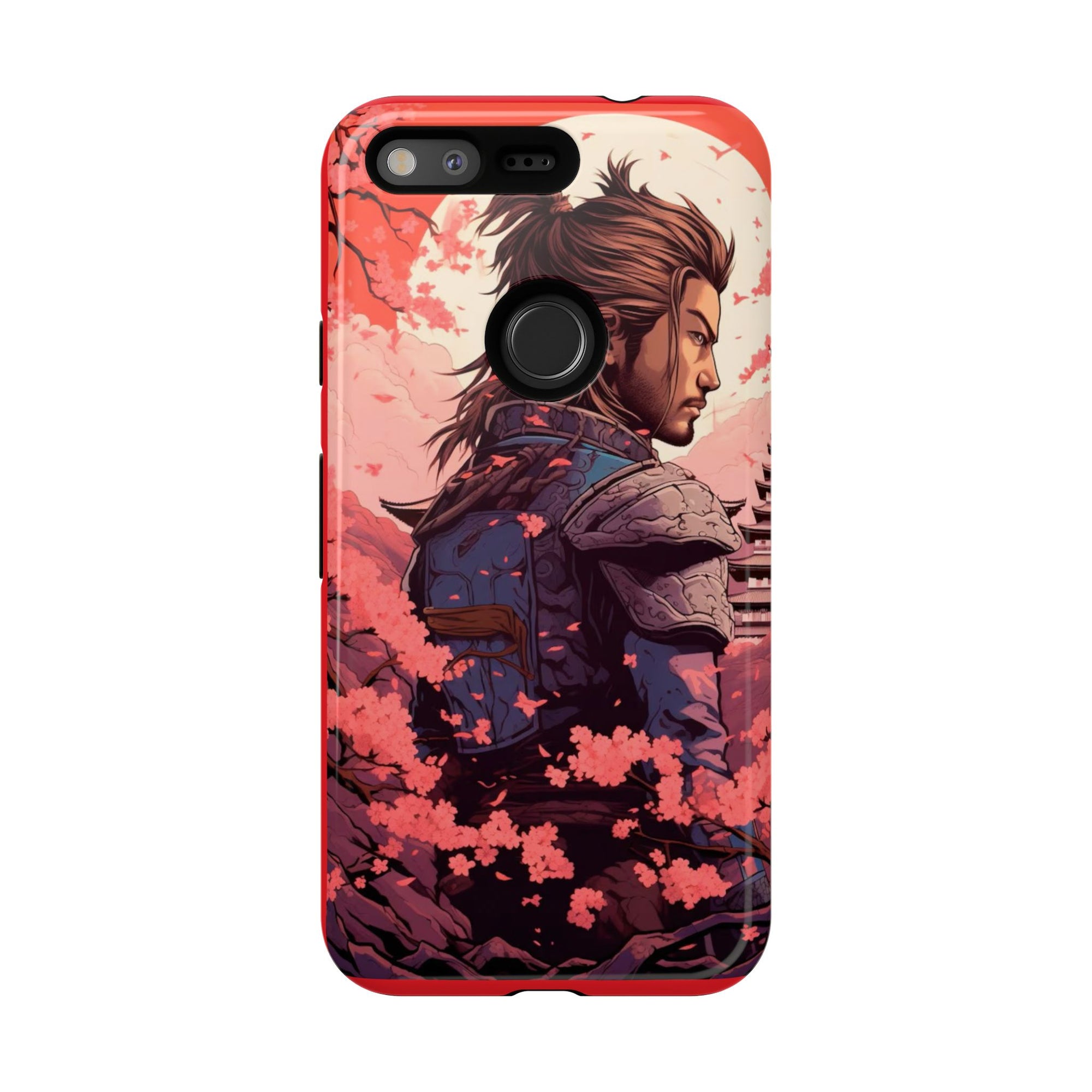 Samurai Phone Case, Tough Cases for Men, Cherry Blossom Art, Gift for Anime Fans, Unique Phone Accessory, Stylish Protection