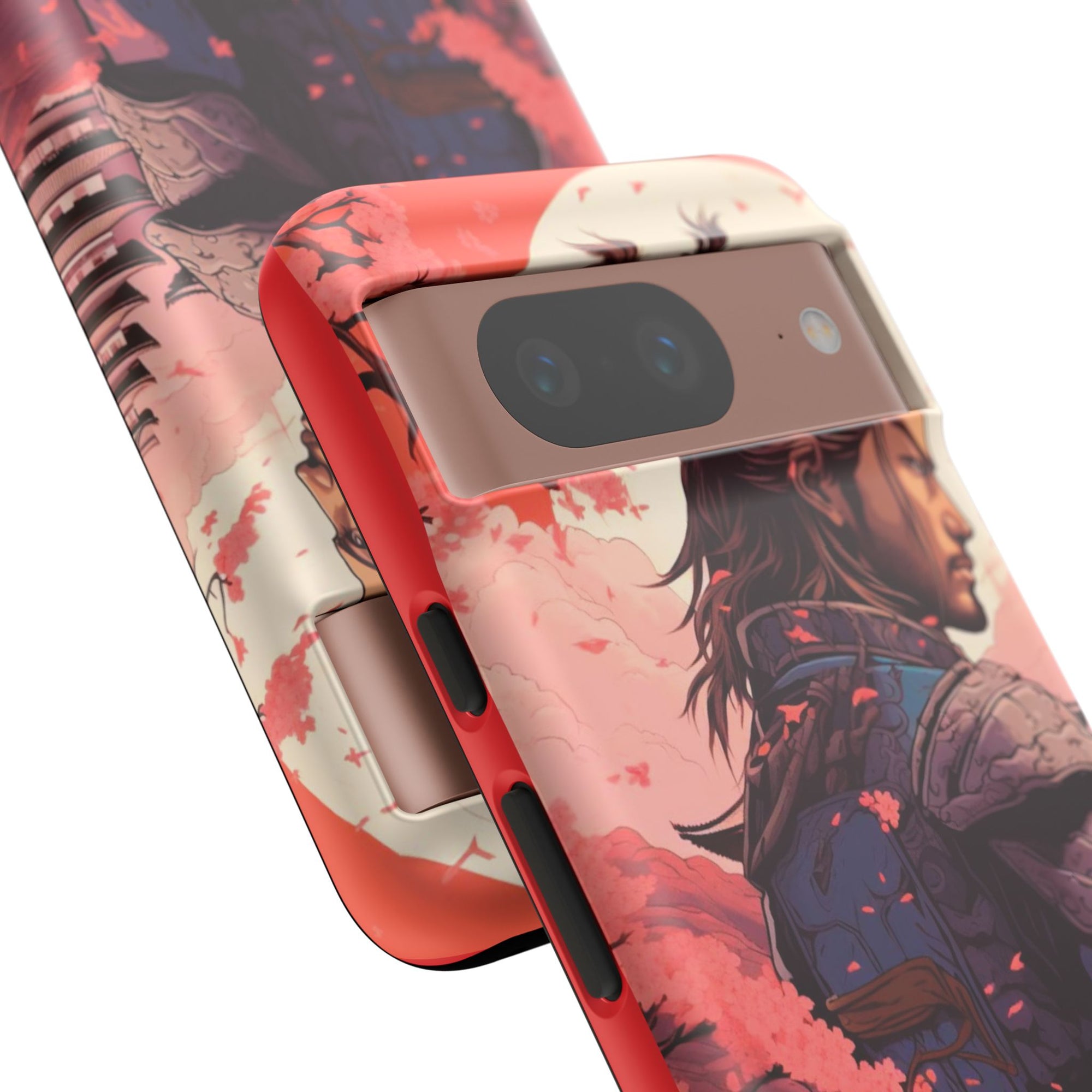 Samurai Phone Case, Tough Cases for Men, Cherry Blossom Art, Gift for Anime Fans, Unique Phone Accessory, Stylish Protection