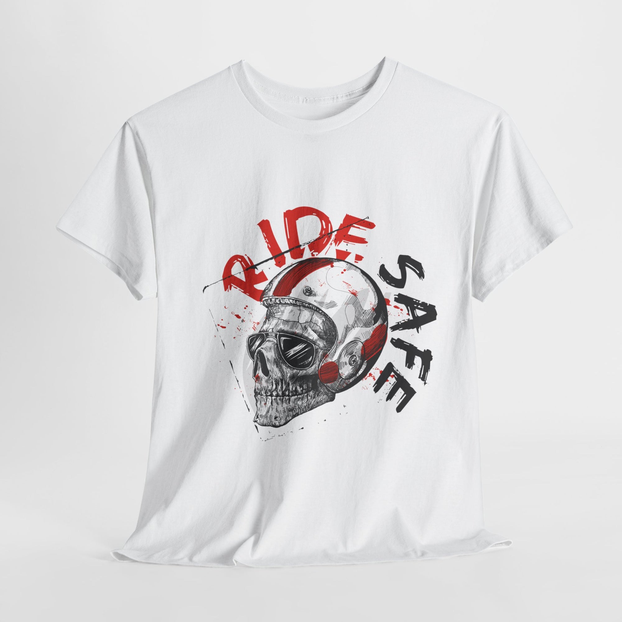 Skull Themed Ride Safe Tee, Unisex Heavy Cotton T-Shirt, Motorcycle Tee, Biker Apparel, Gift for Riders, Casual Wear
